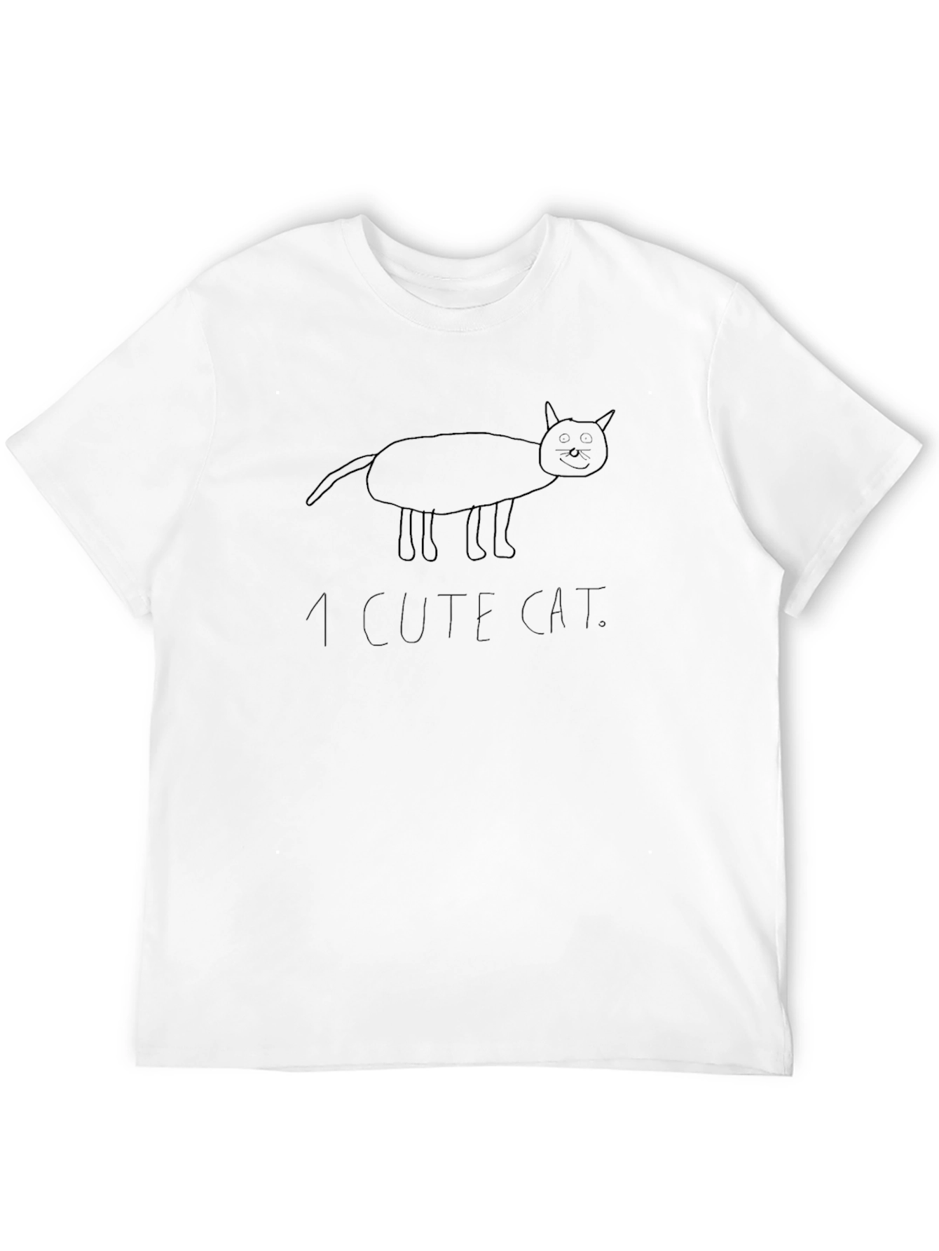 Funny Cat Sketch Black T-Shirt