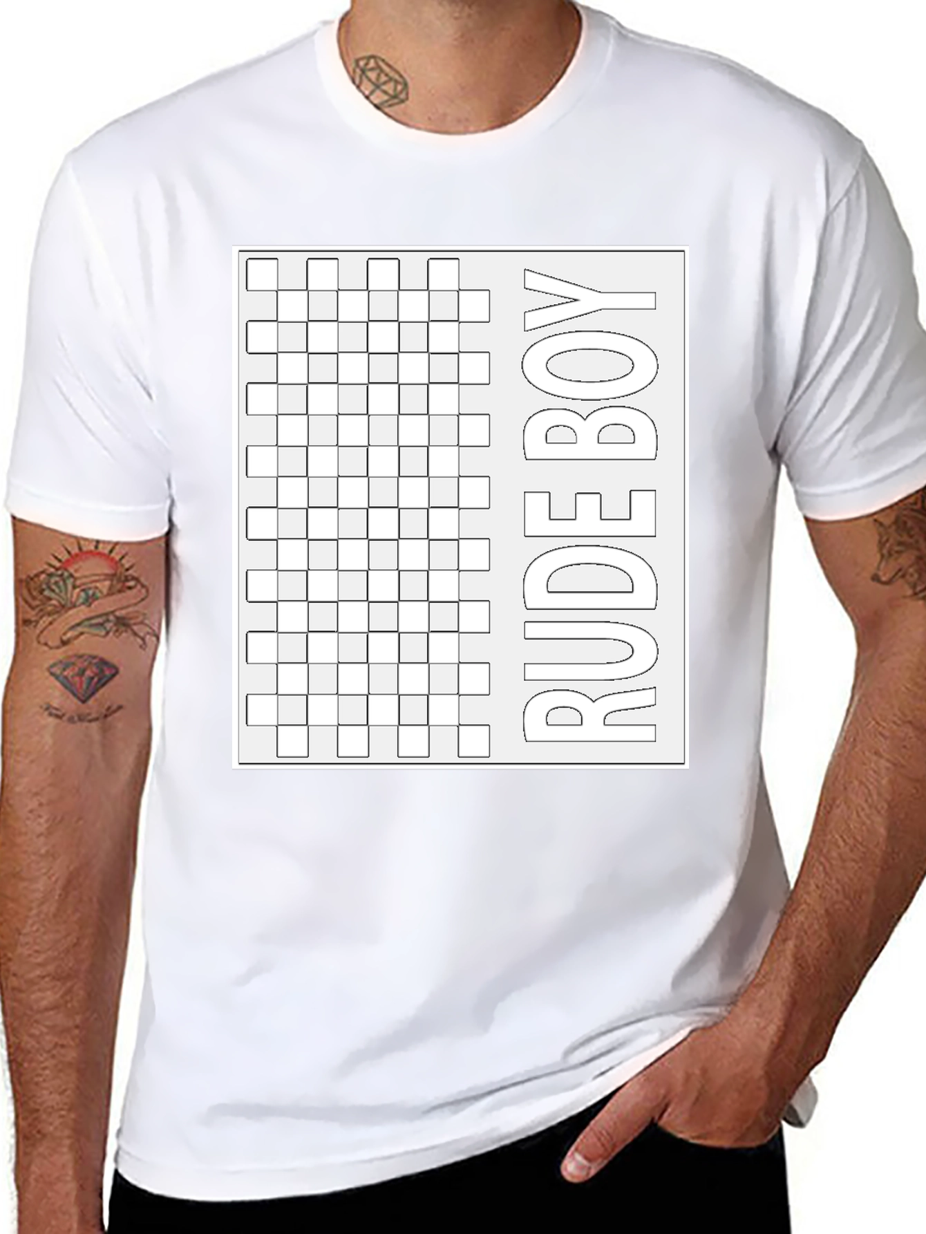 Rude Boy Grid Graphic Tee