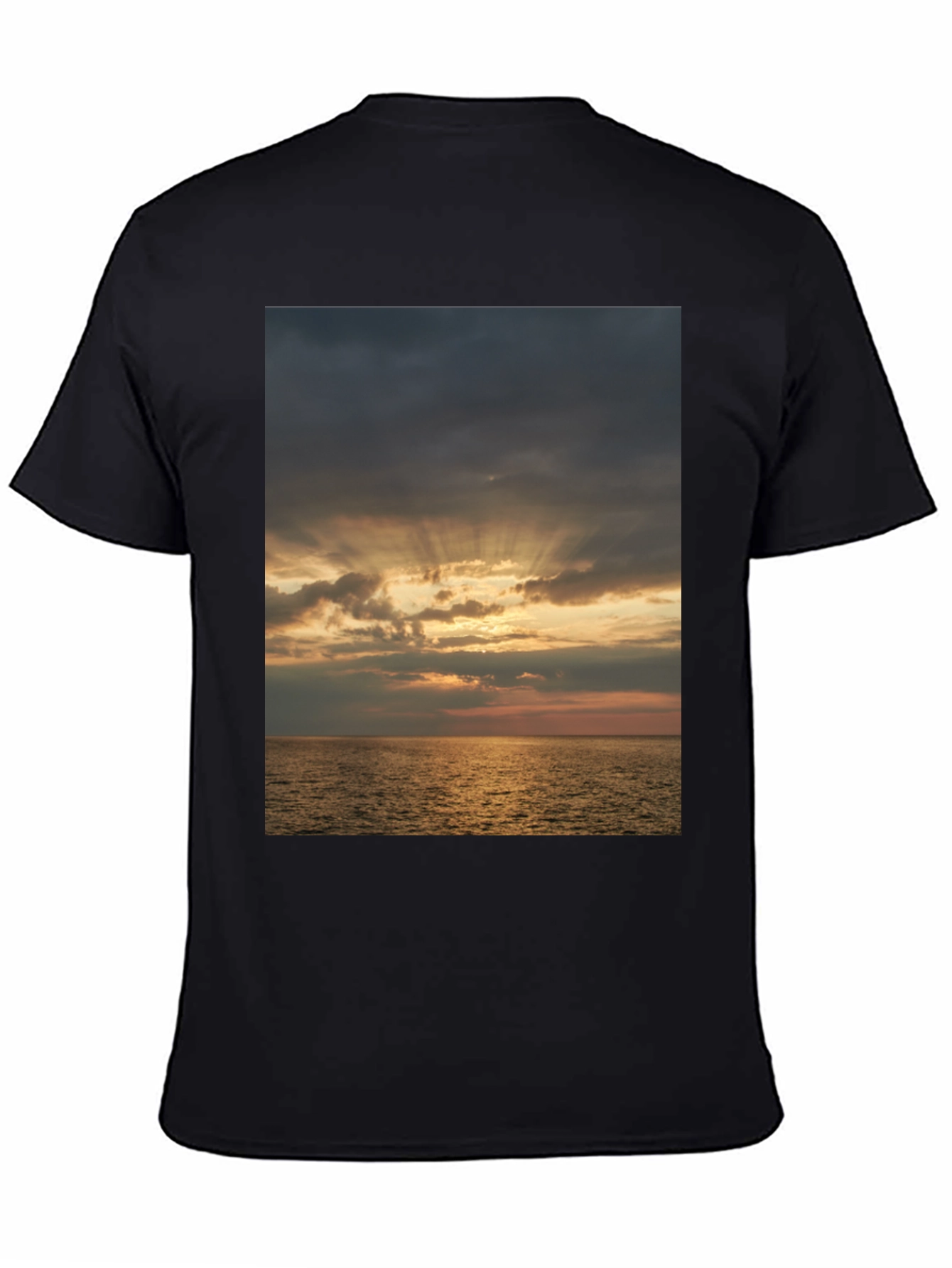 Ocean Sunset Graphic Tee - Stylish Black T-Shirt
