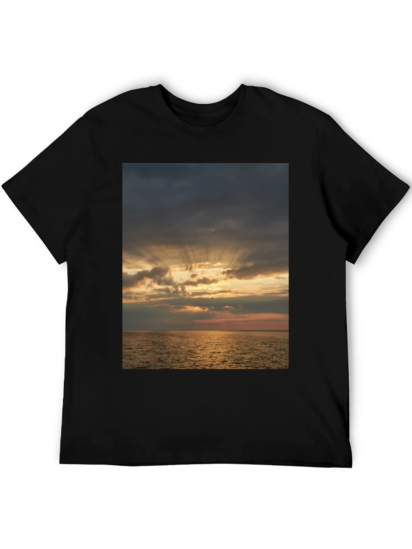 Ocean Sunset Graphic Tee - Stylish Black T-Shirt
