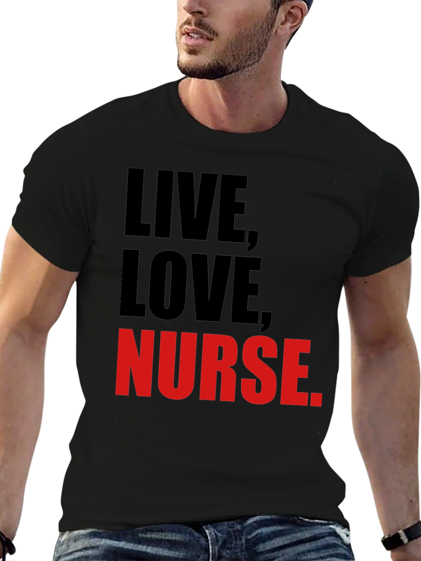 Live Love Nurse T-Shirt - Black Graphic Tee