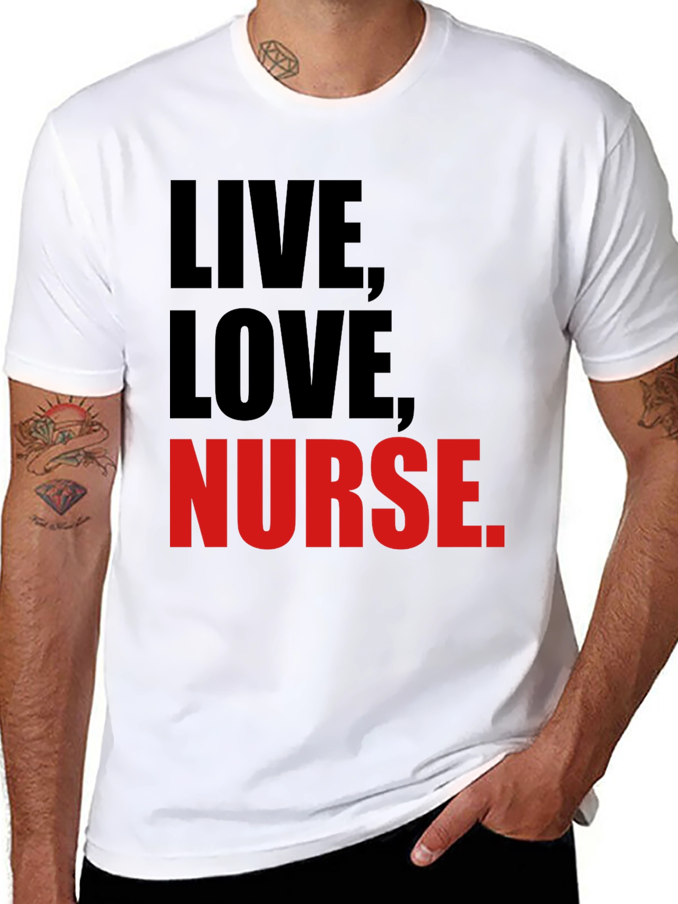 Live Love Nurse T-Shirt - Black Graphic Tee