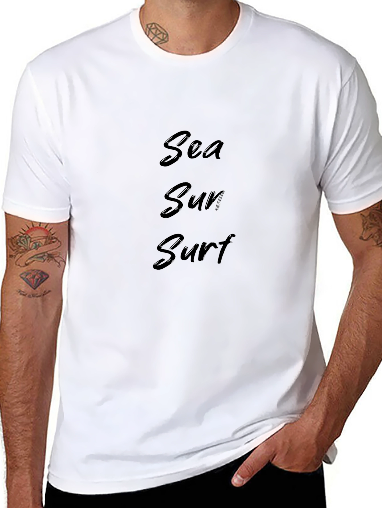 Sea Sun Surf Black Graphic T-Shirt