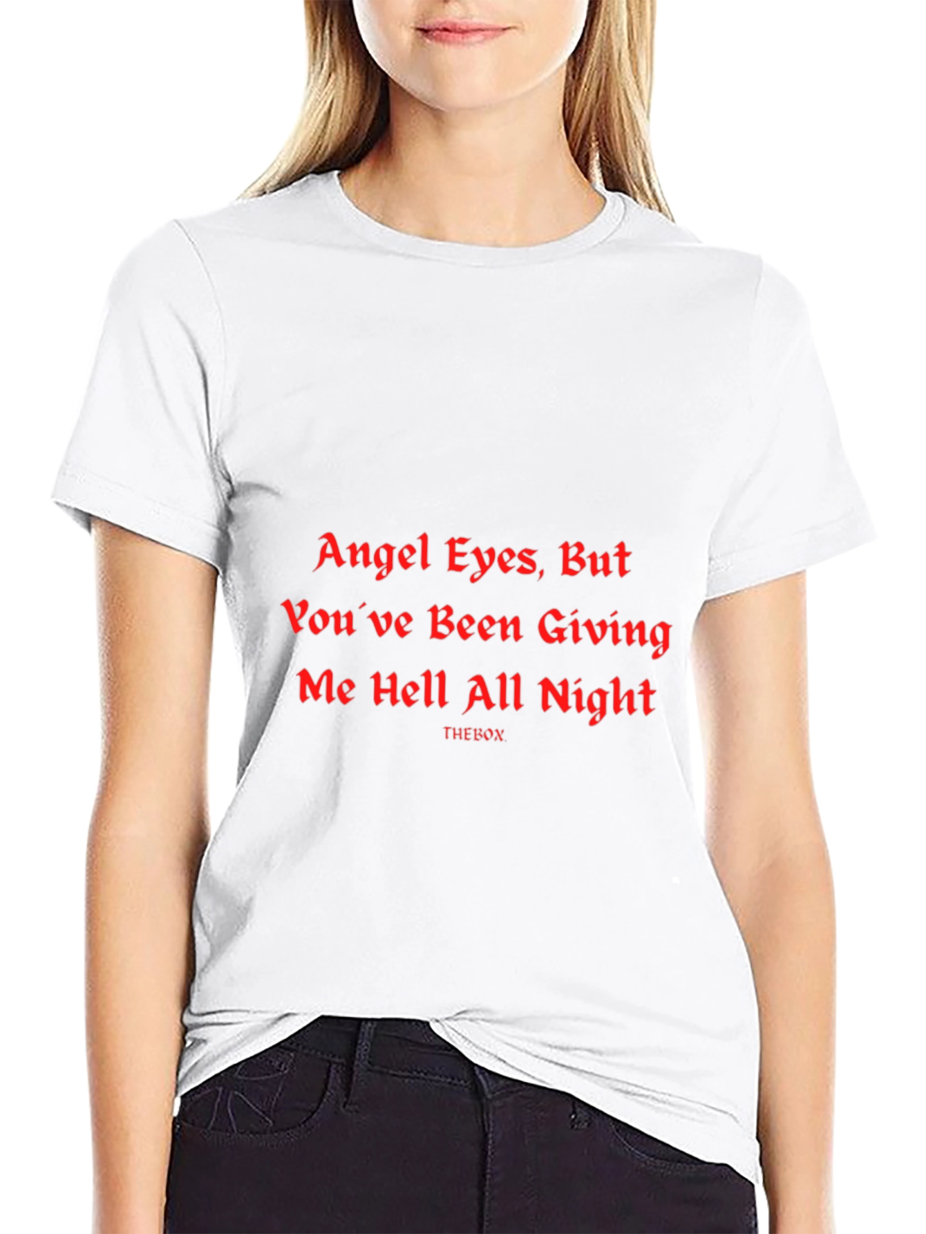 Angel Eyes Graphic Print Black T-Shirt
