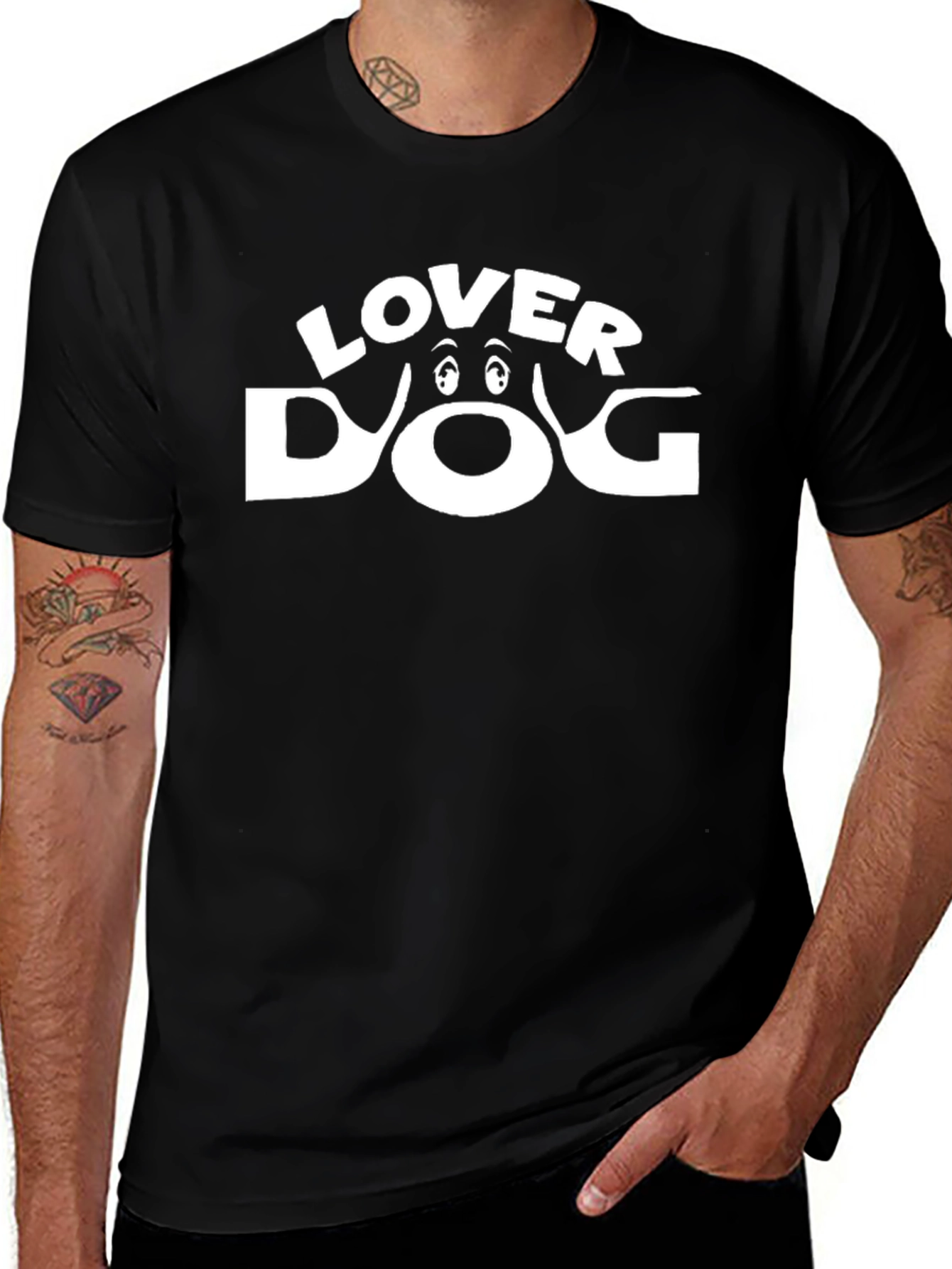 Dog Lover Graphic Tee - Black Cotton T-Shirt