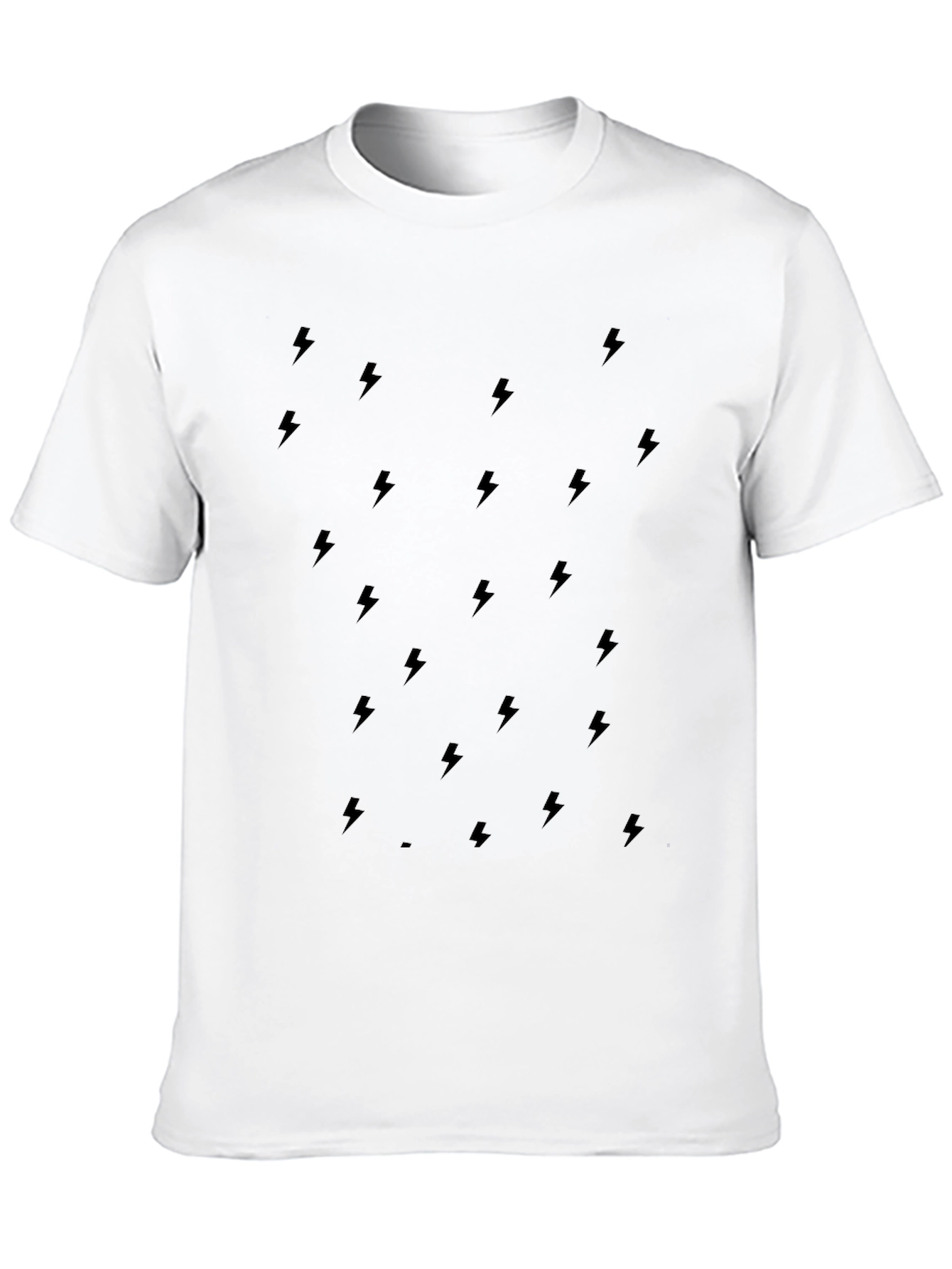 Black Lightning Bolt Print T-Shirt - Stylish Casual Wear