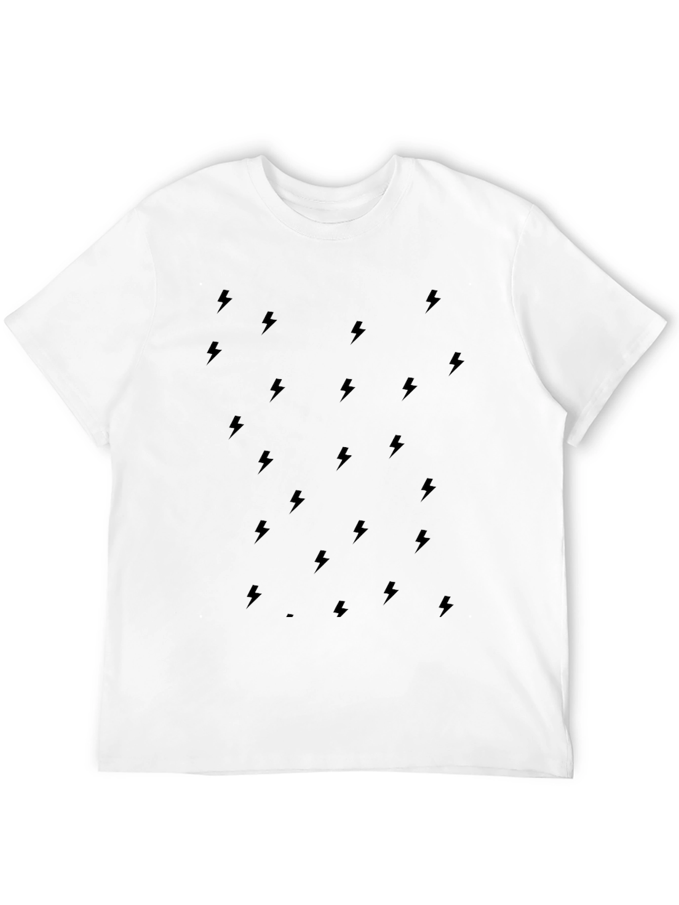 Black Lightning Bolt Print T-Shirt - Stylish Casual Wear