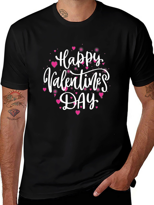 Happy Valentines Day Black Graphic Tee