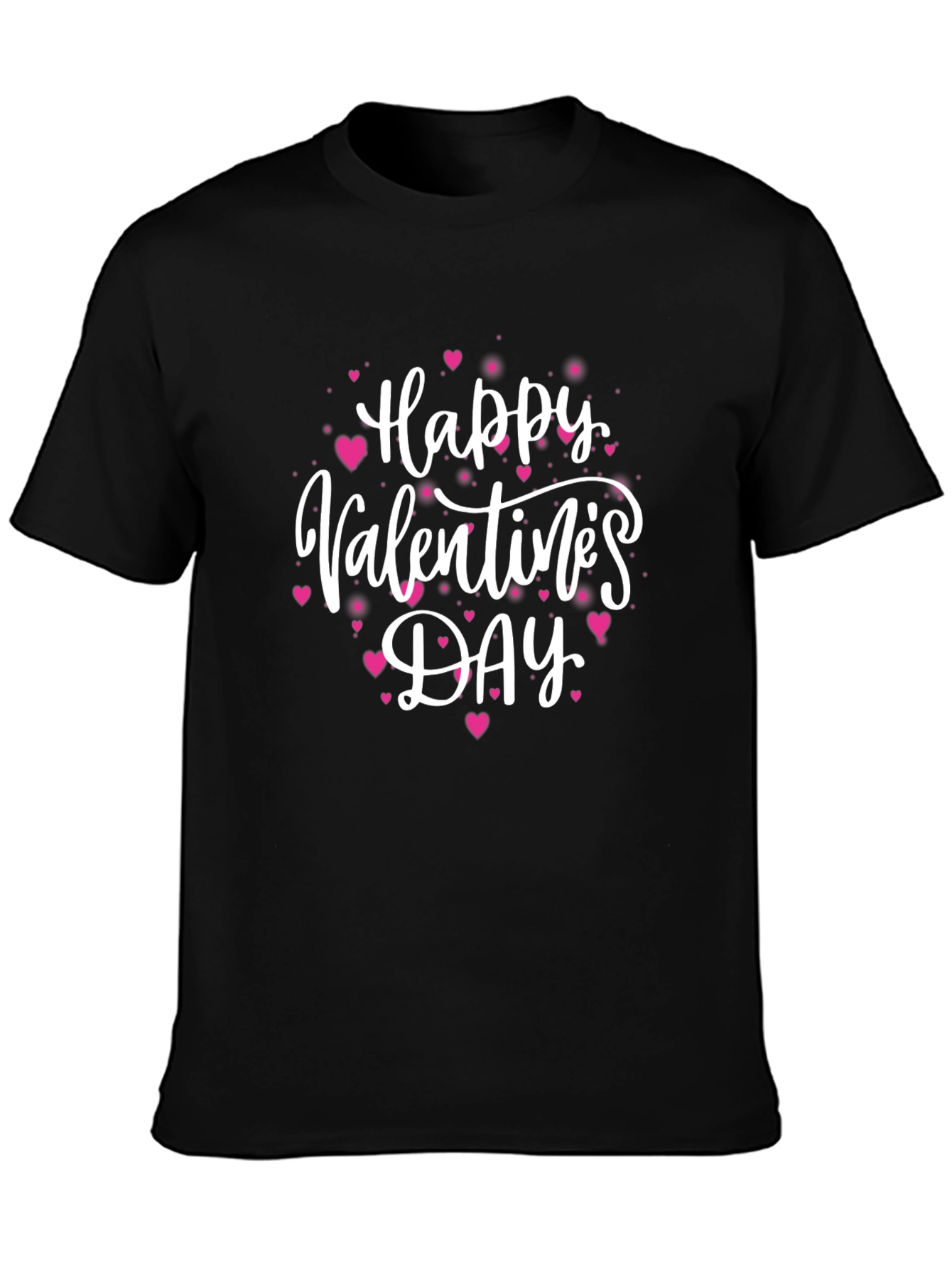 Happy Valentines Day Black Graphic Tee