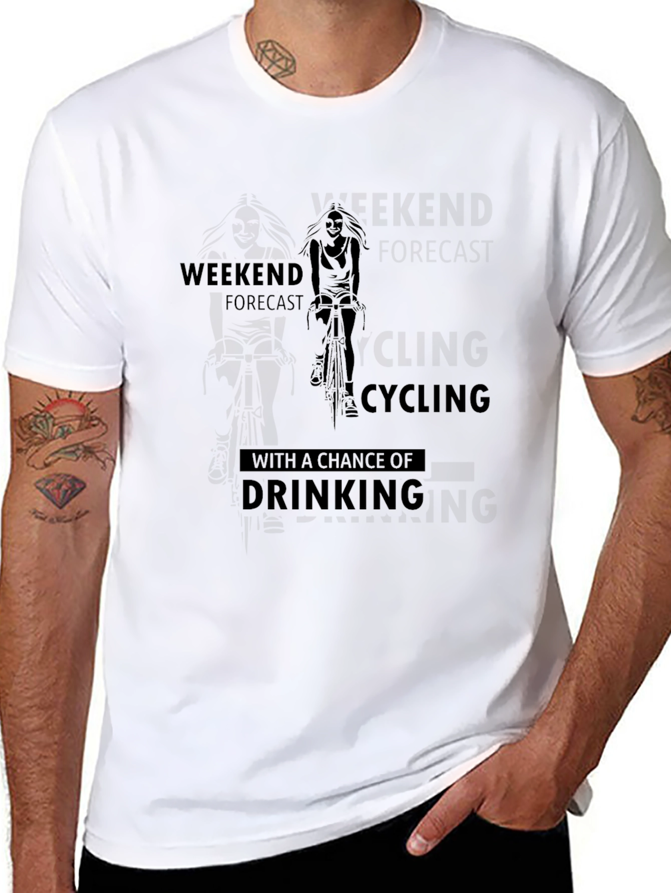 Cycling & Drinking Forecast Mens Black T-Shirt