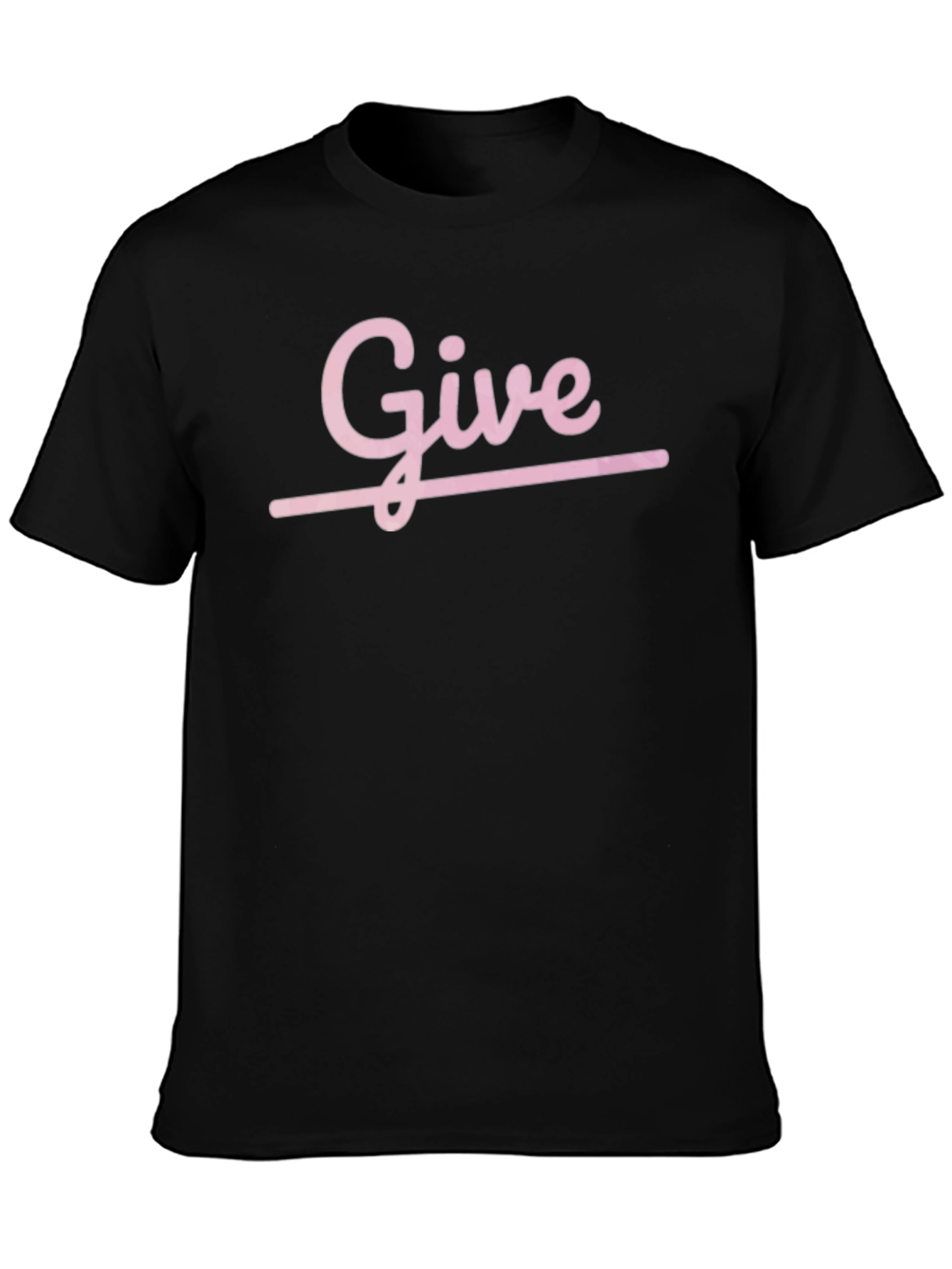Pink Give Graphic Print Black Casual T-Shirt