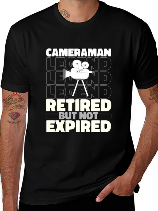Cameraman Retired Legend Black Graphic T-Shirt