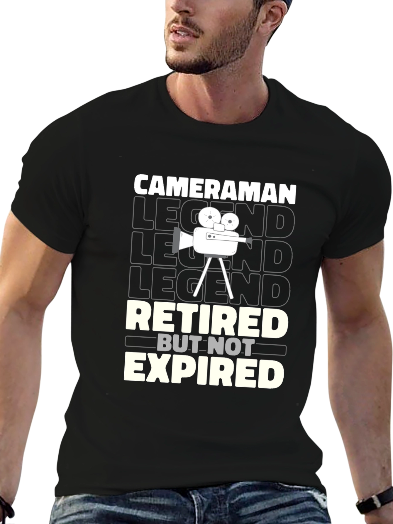 Cameraman Retired Legend Black Graphic T-Shirt