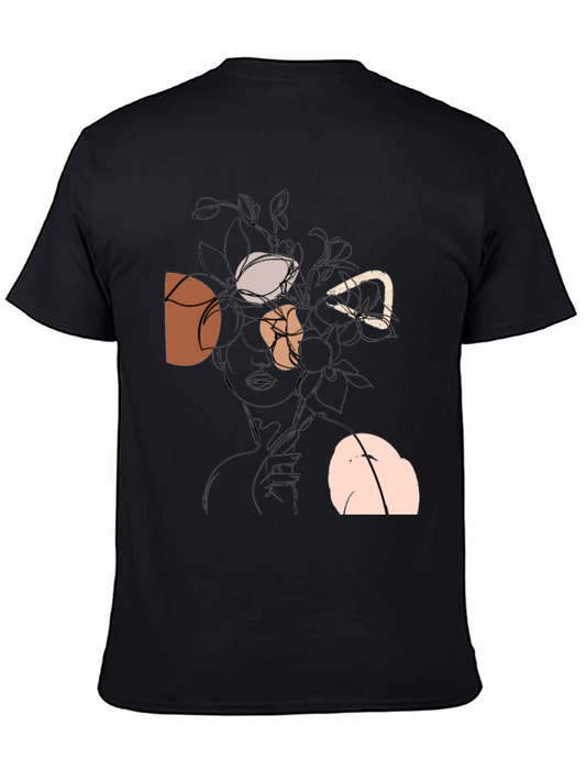 Abstract Floral Graphic Black T-Shirt