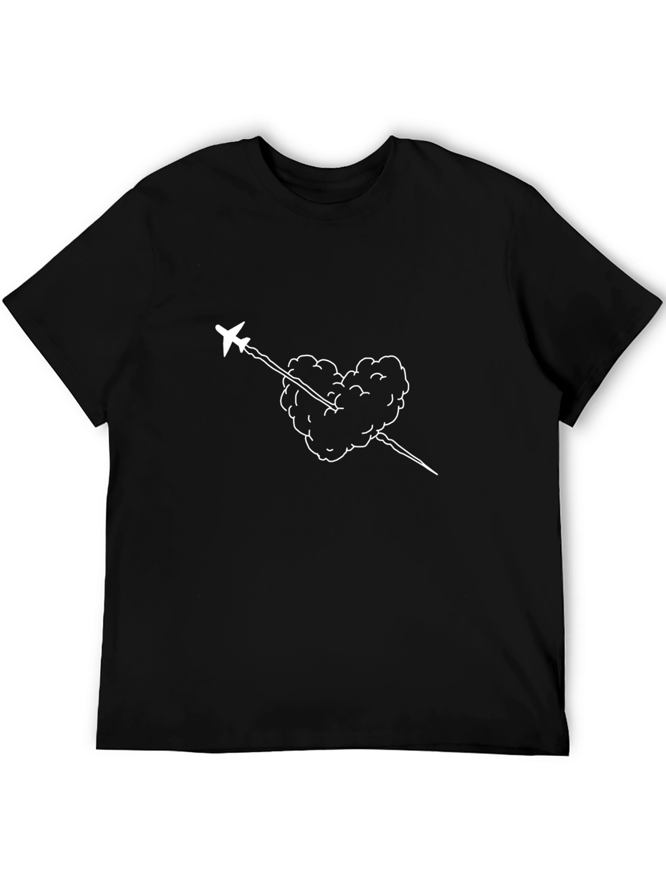 Airplane Heart Cloud Graphic Tee - Black T-Shirt
