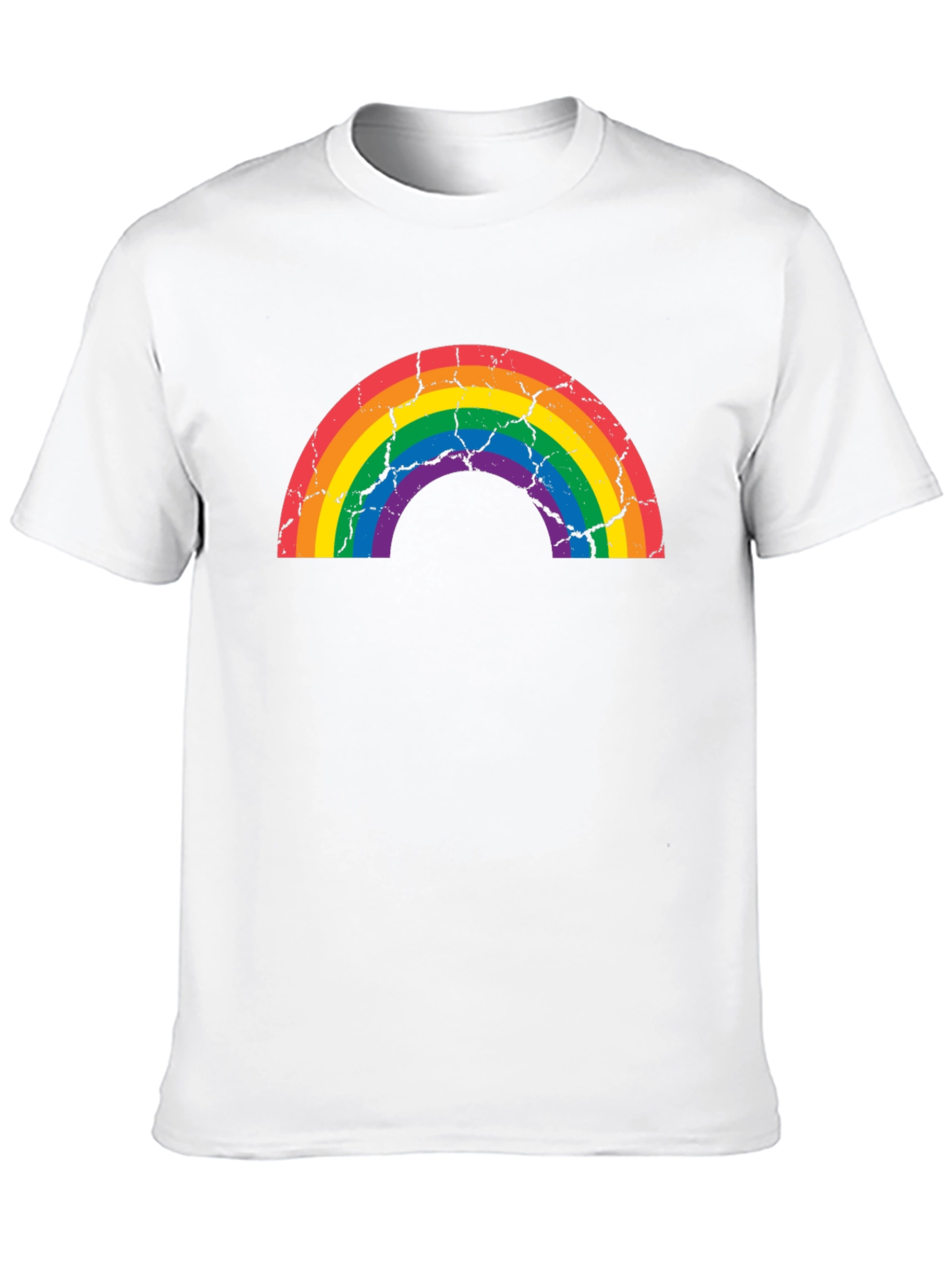 Distressed Rainbow Graphic T-Shirt - Black