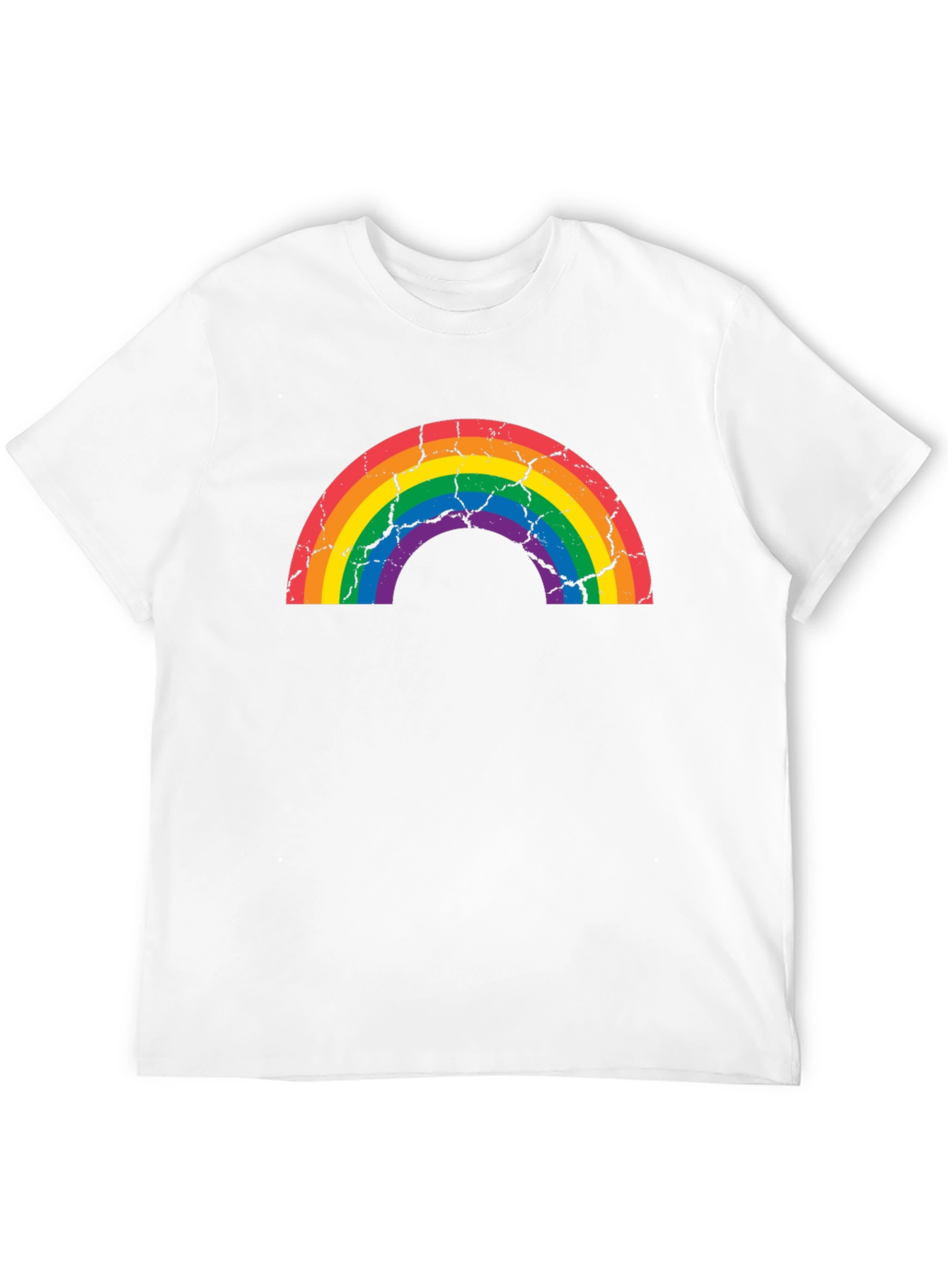 Distressed Rainbow Graphic T-Shirt - Black