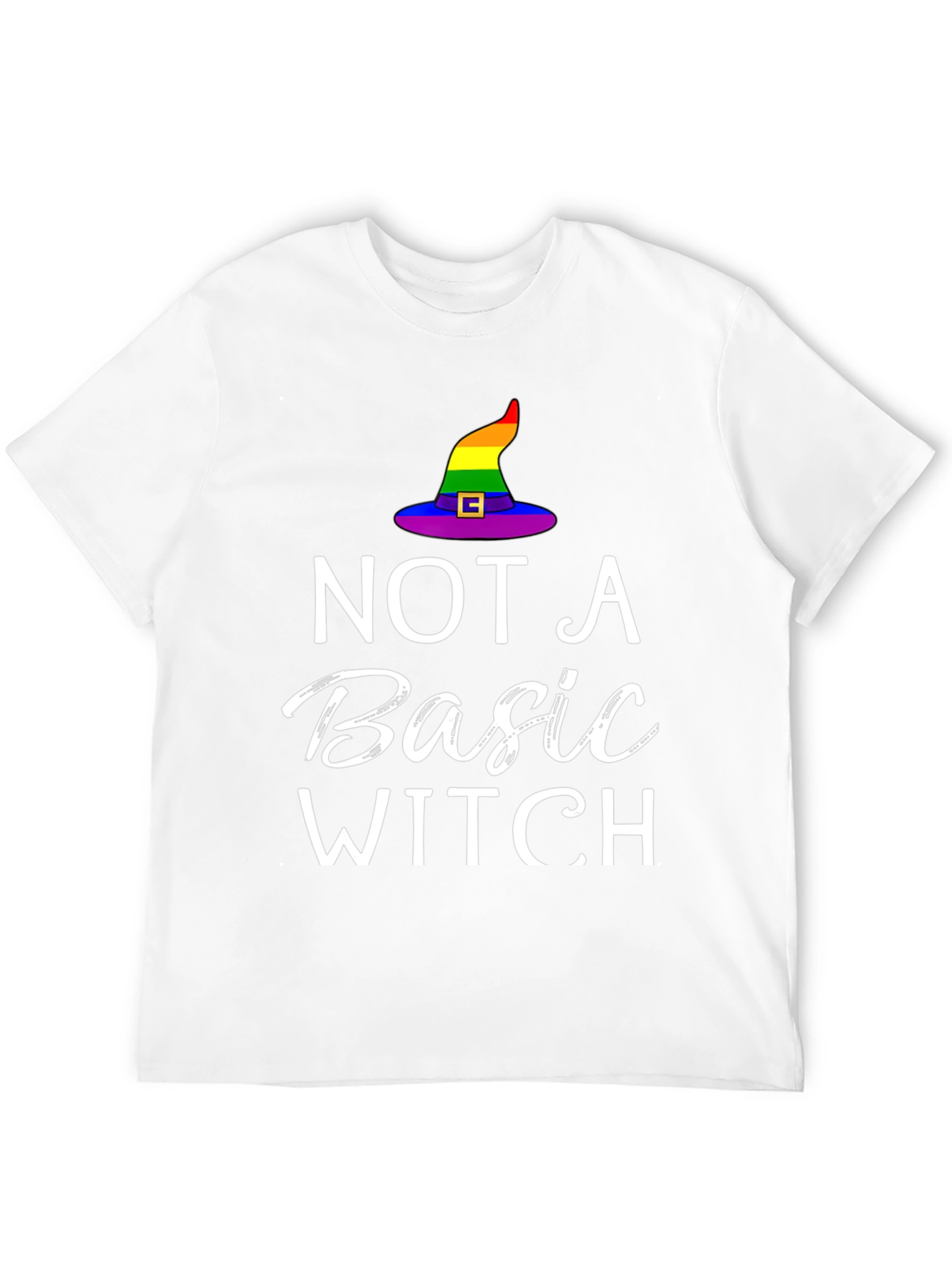 Not A Basic Witch Rainbow Hat T-Shirt