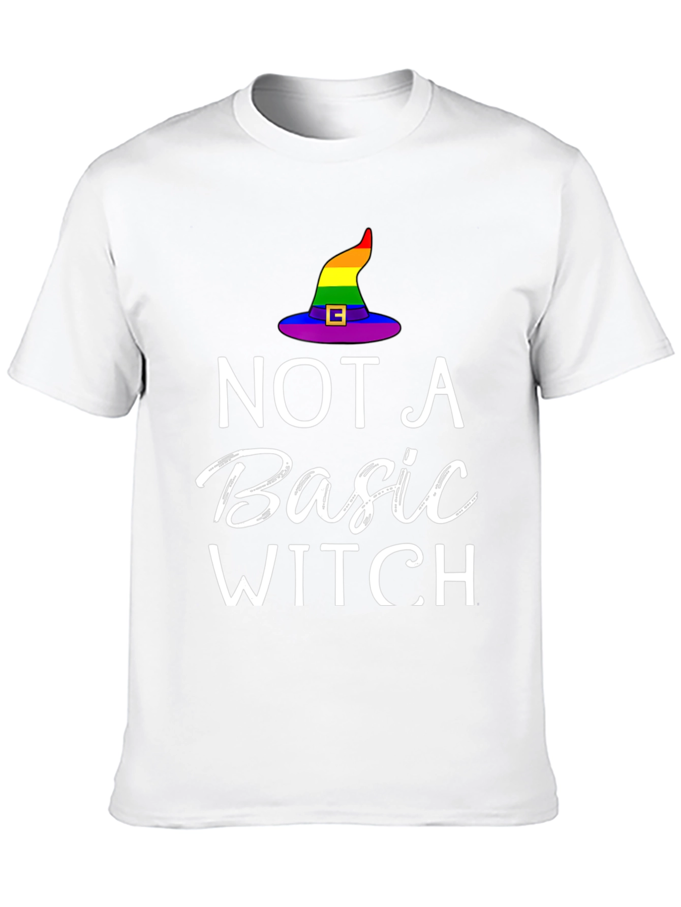 Not A Basic Witch Rainbow Hat T-Shirt