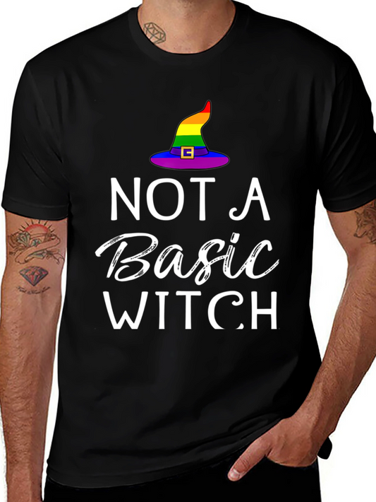 Not A Basic Witch Rainbow Hat T-Shirt