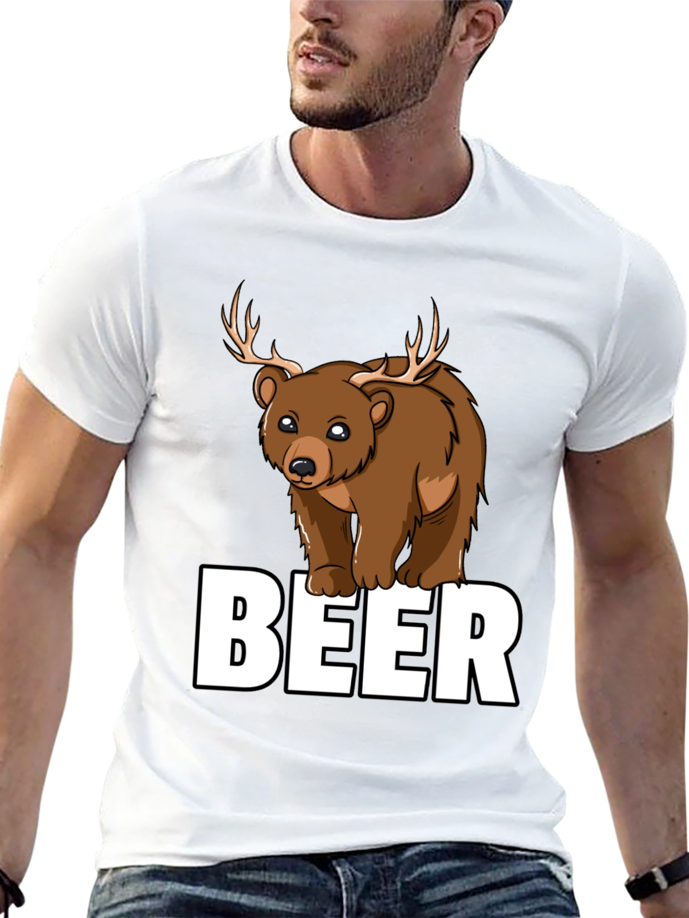 Bear Deer Beer Graphic T-Shirt