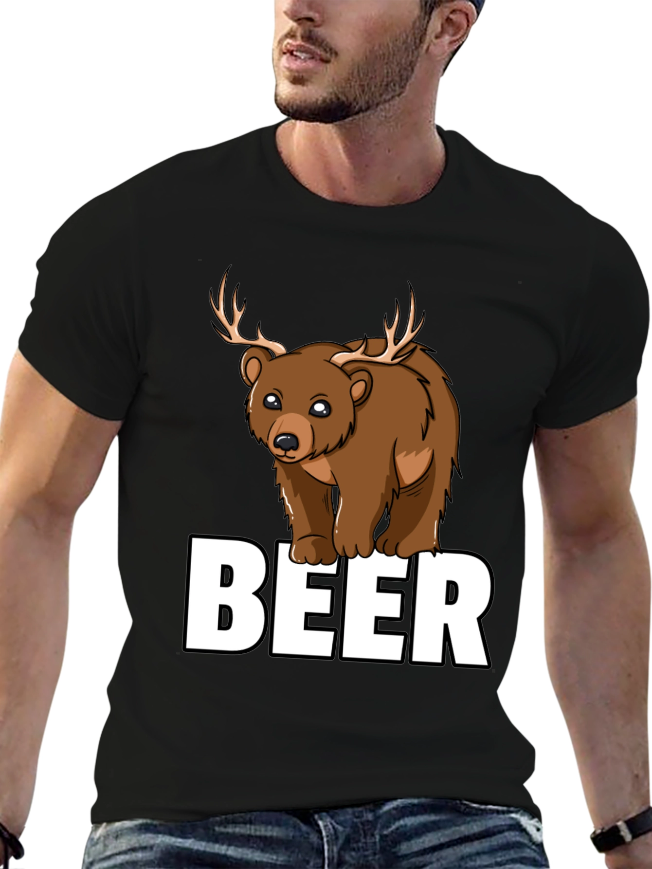 Bear Deer Beer Graphic T-Shirt