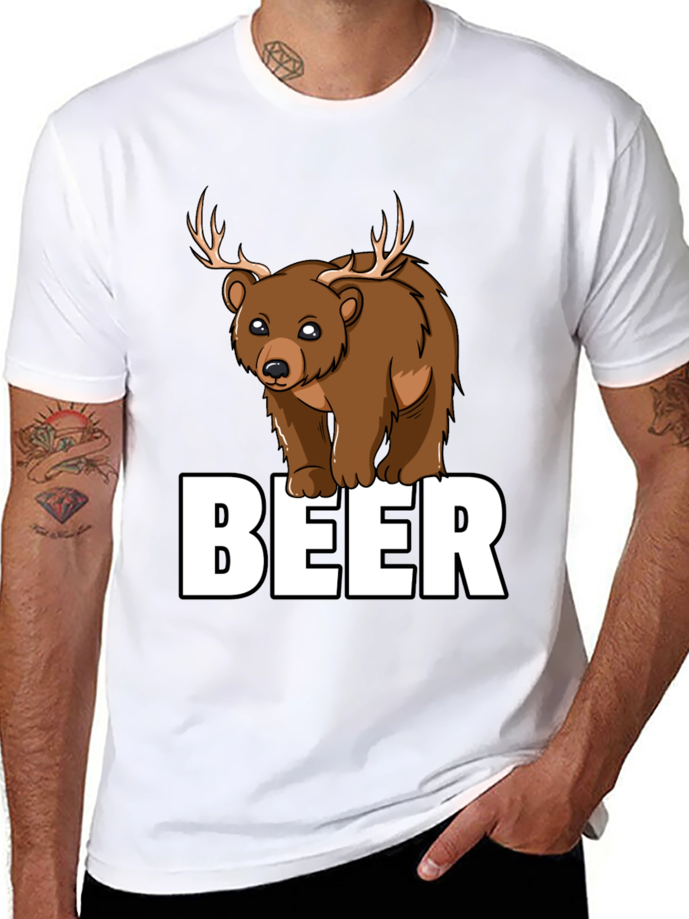 Bear Deer Beer Graphic T-Shirt