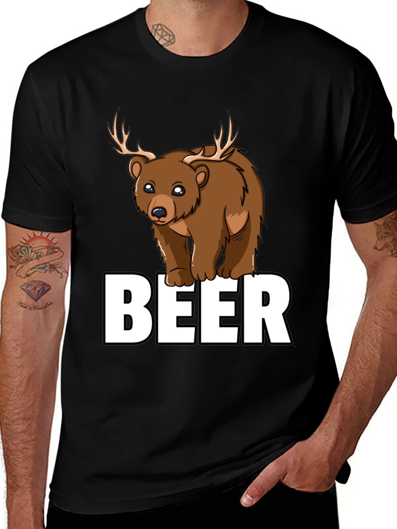 Bear Deer Beer Graphic T-Shirt