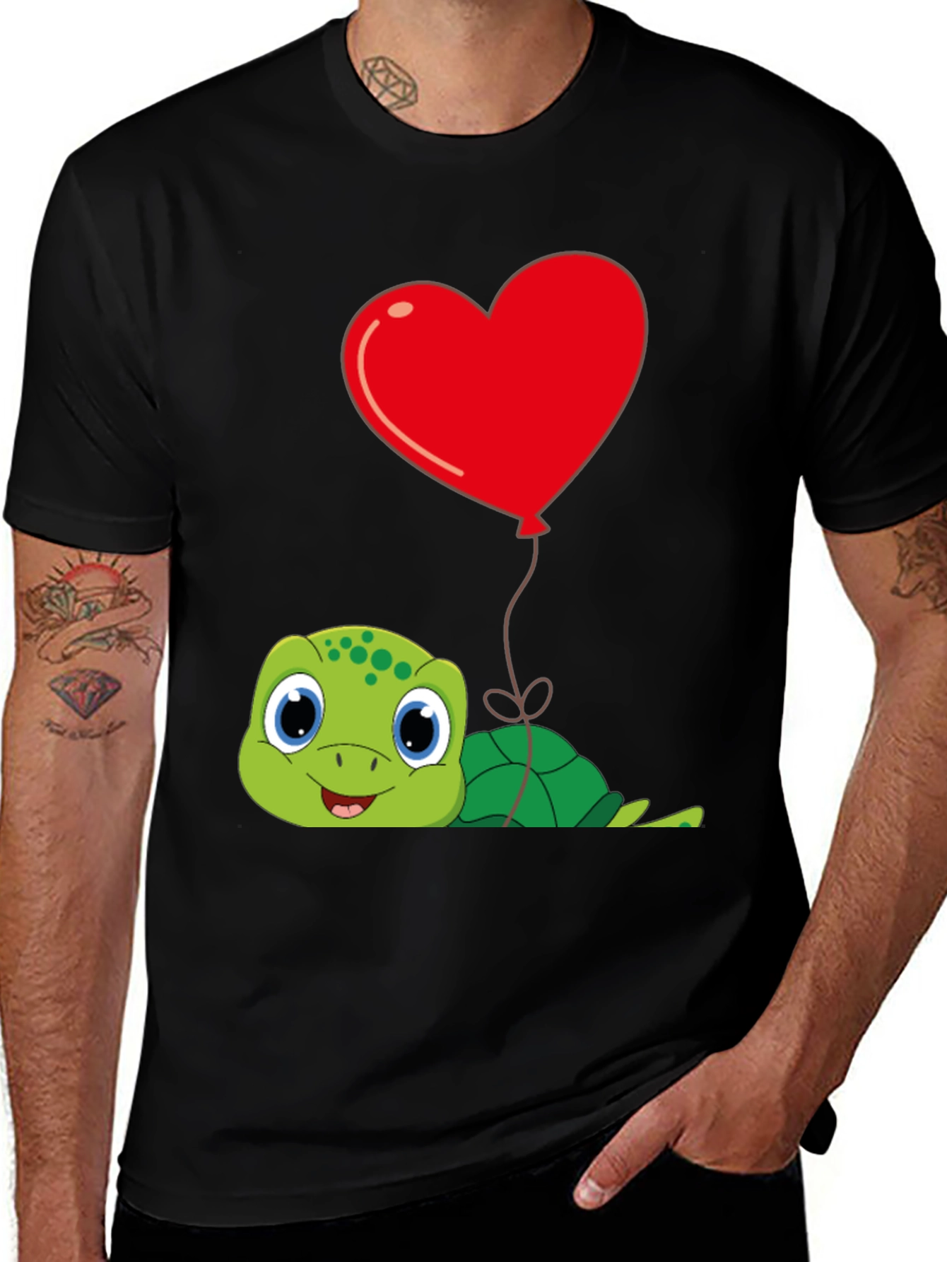Cute Turtle Heart Balloon Graphic Tee