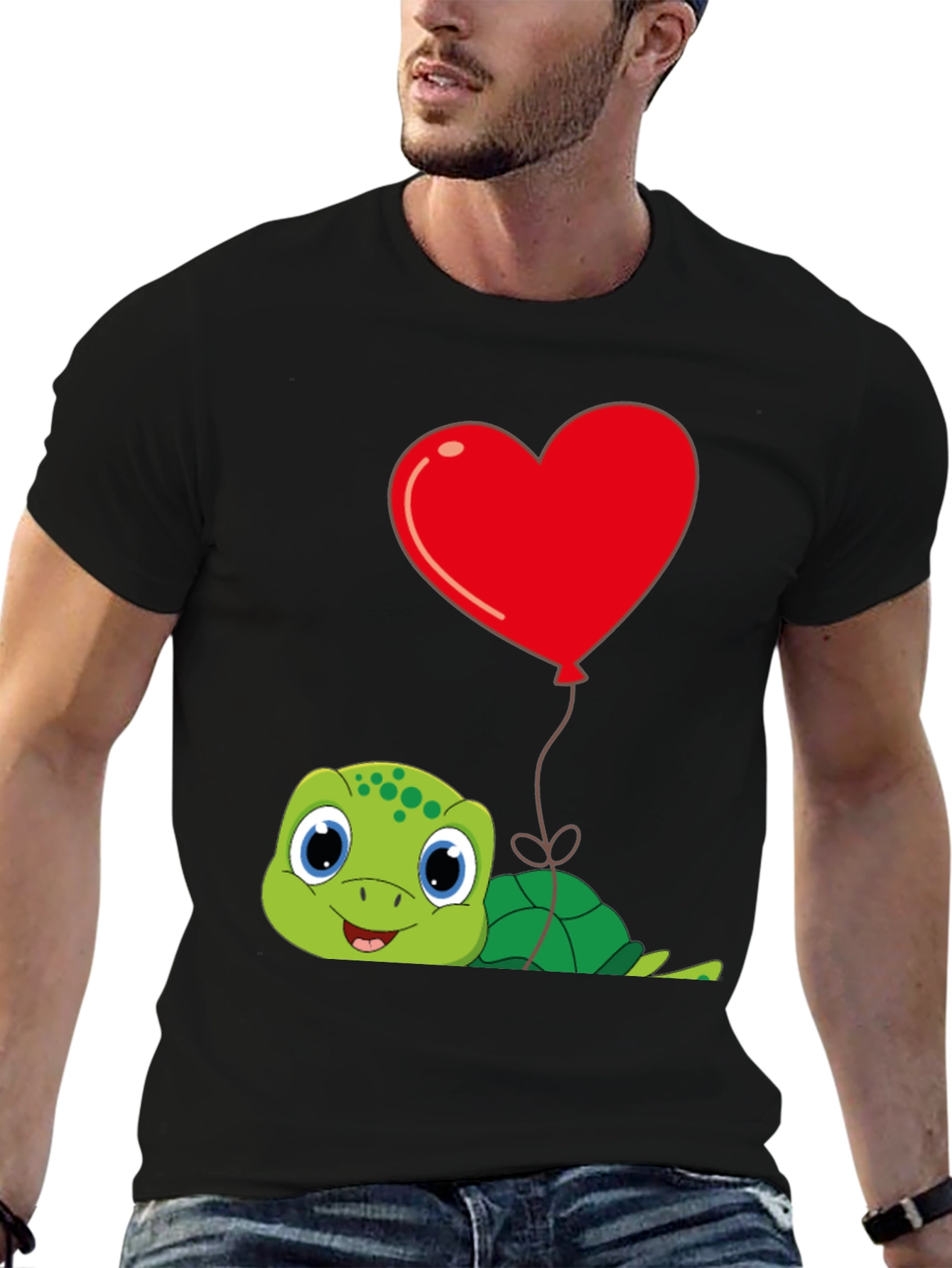 Cute Turtle Heart Balloon Graphic Tee