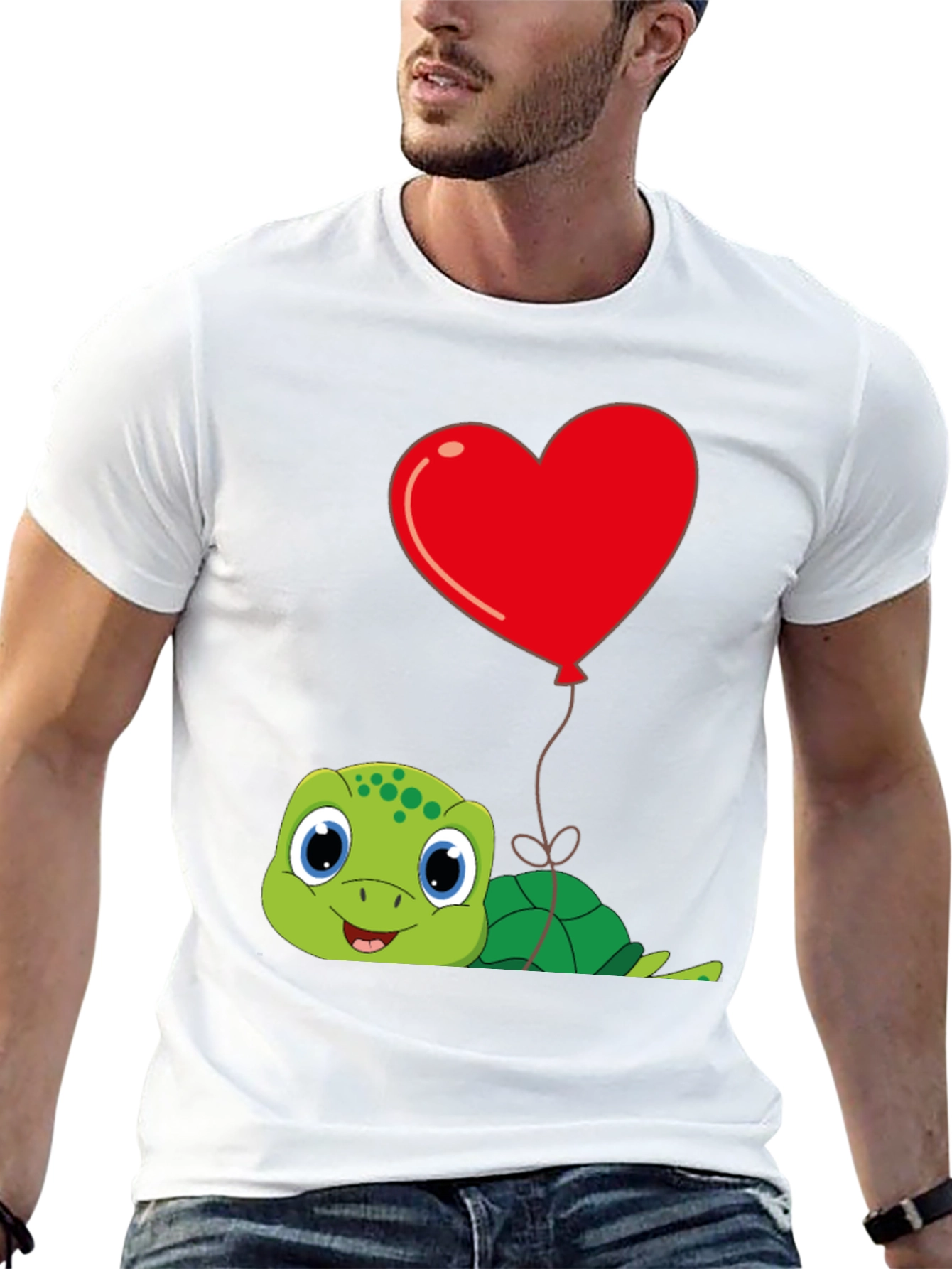 Cute Turtle Heart Balloon Graphic Tee