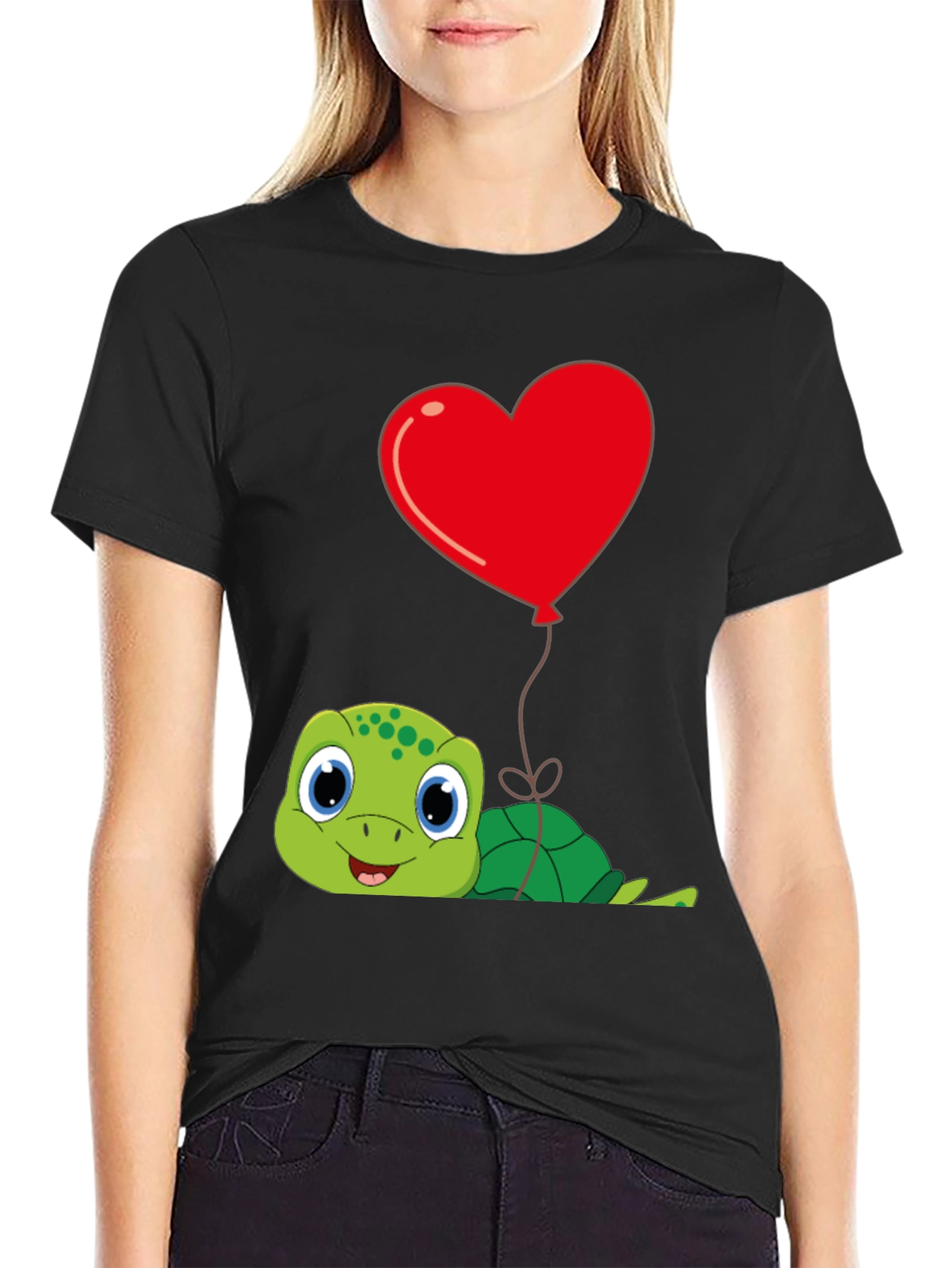 Cute Turtle Heart Balloon Graphic Tee