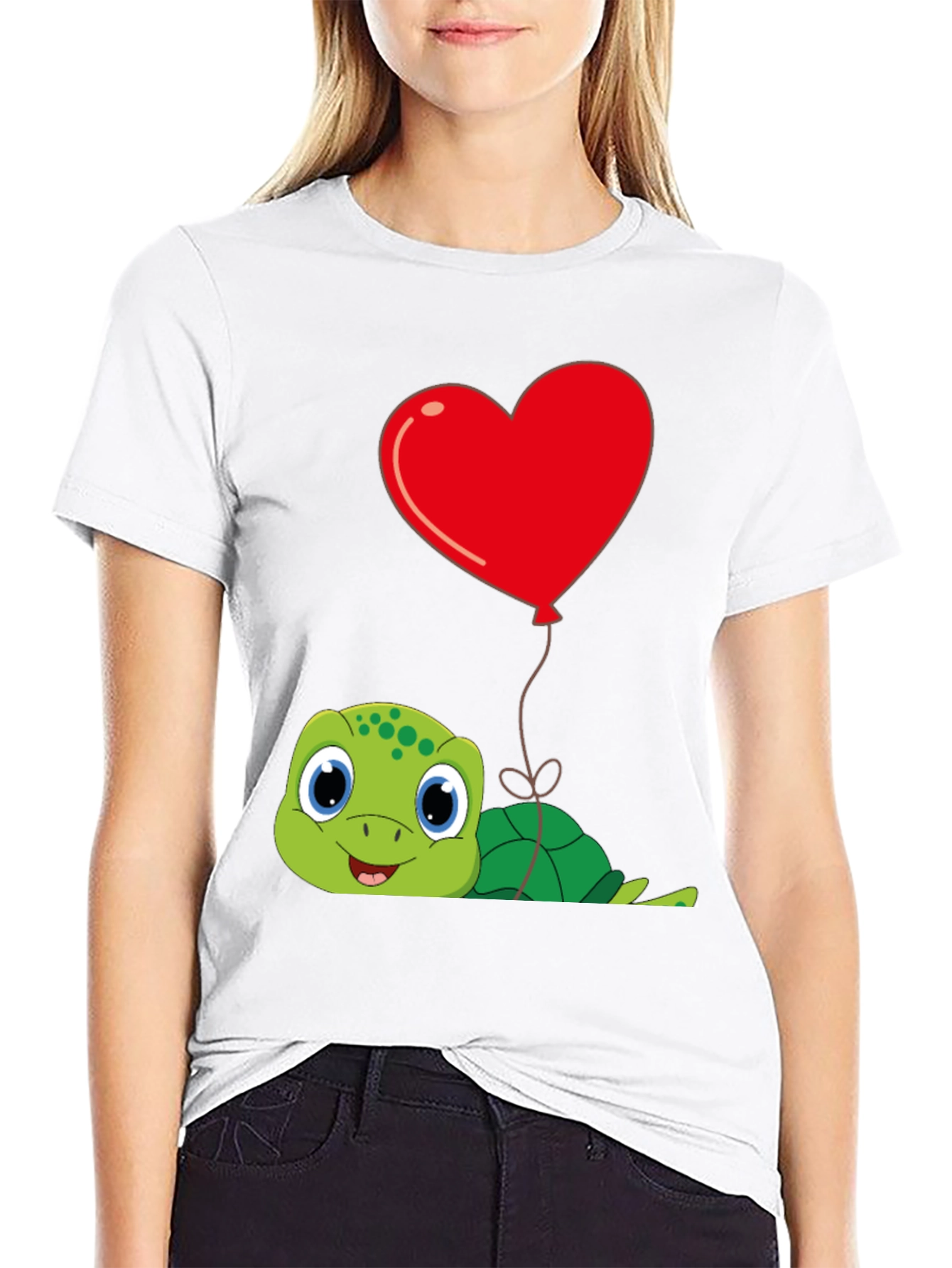 Cute Turtle Heart Balloon Graphic Tee
