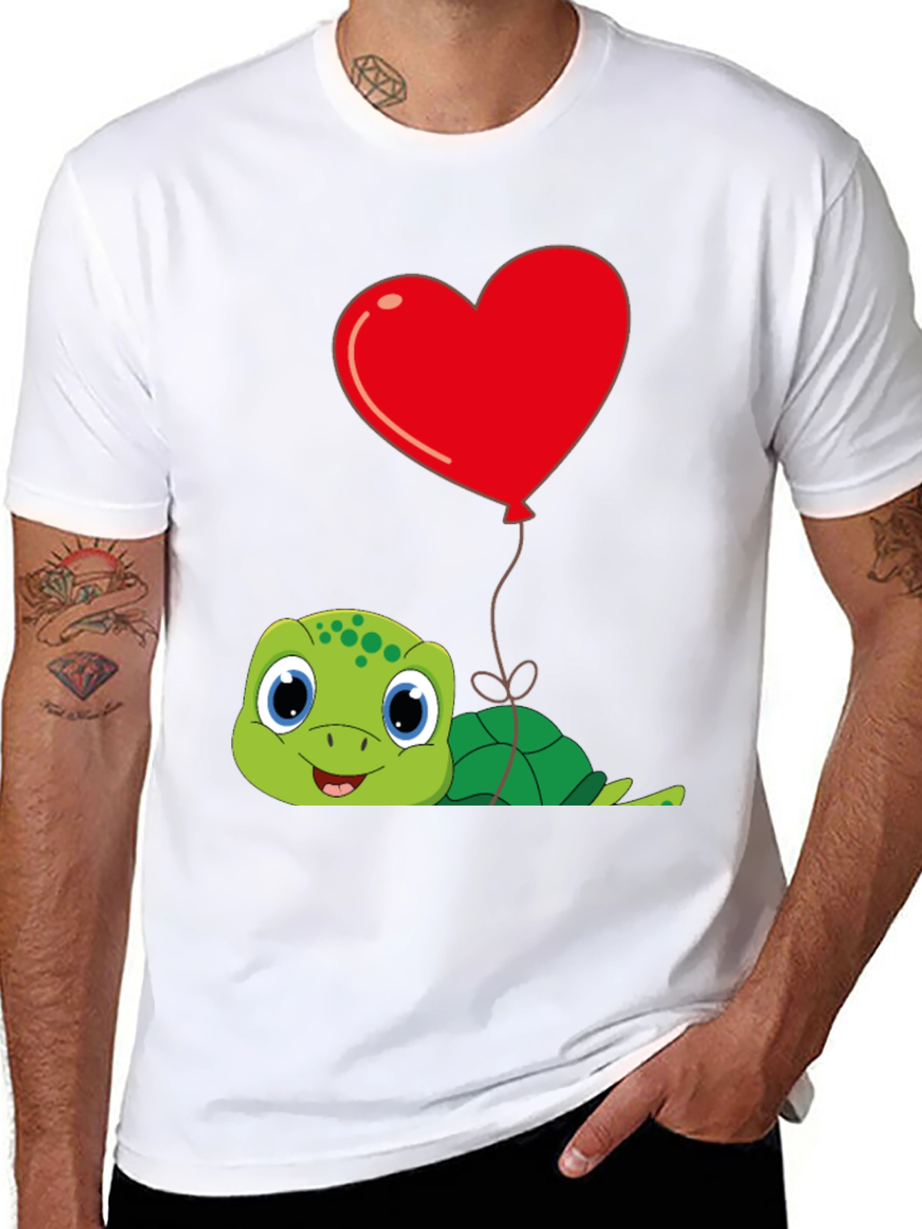 Cute Turtle Heart Balloon Graphic Tee