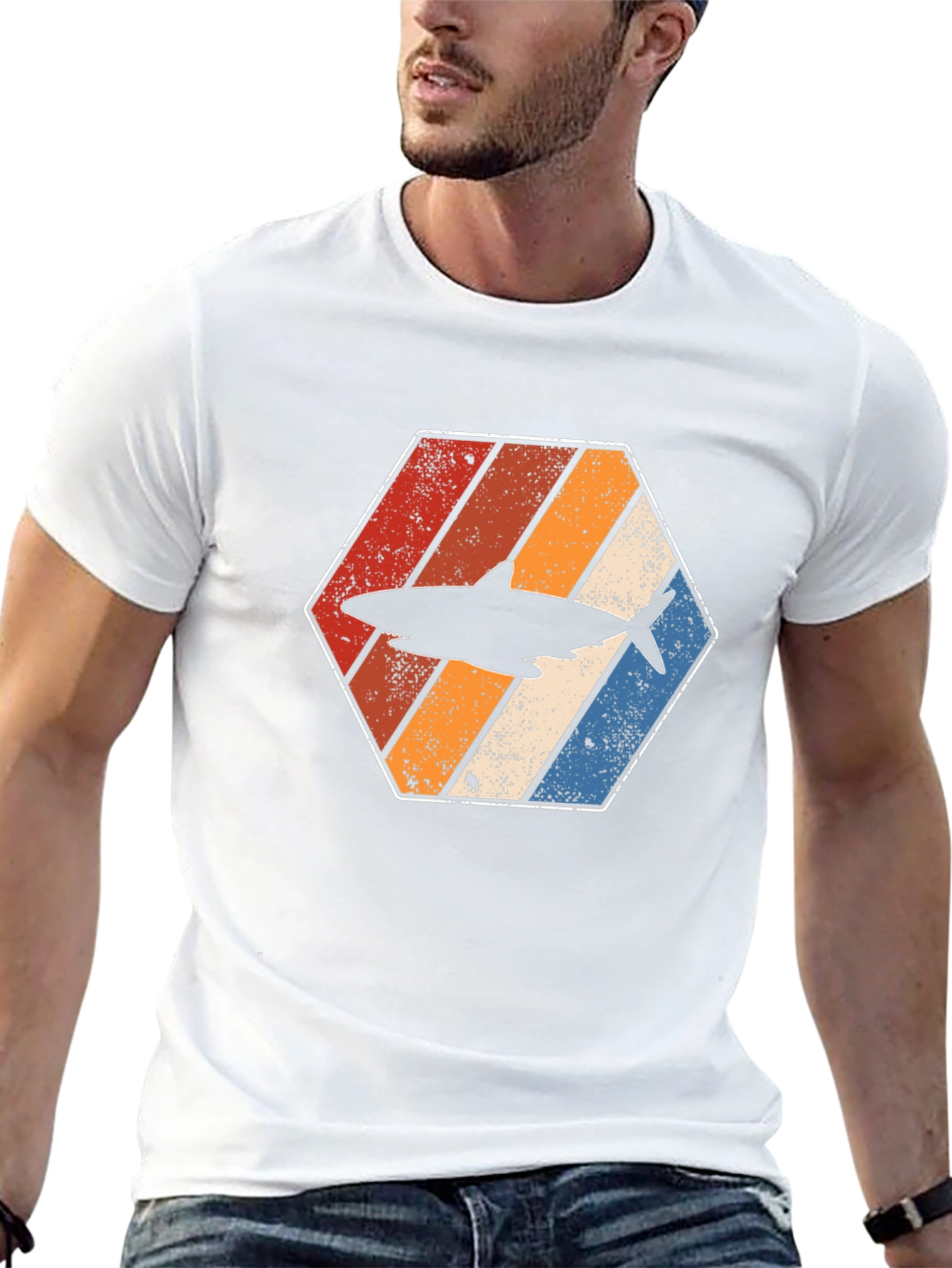 Retro Shark Hexagon Graphic Tee