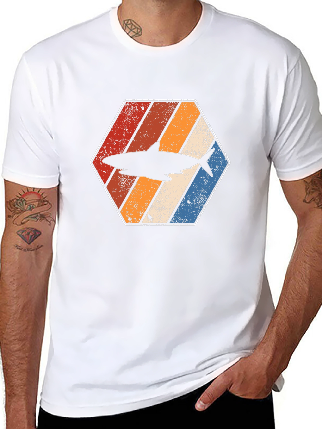 Retro Shark Hexagon Graphic Tee