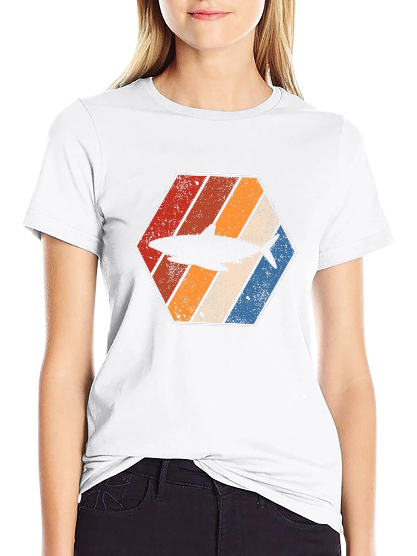Retro Shark Hexagon Graphic Tee