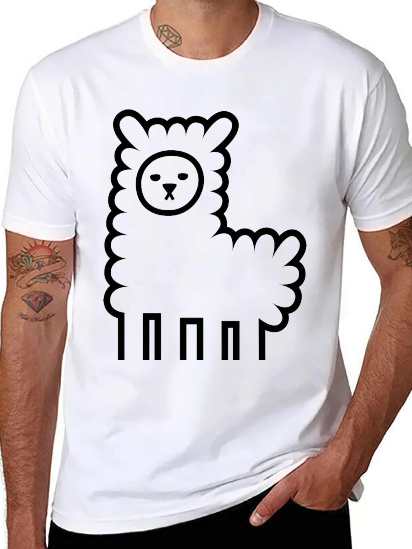 Llama Graphic Tee - Black Casual Comfort