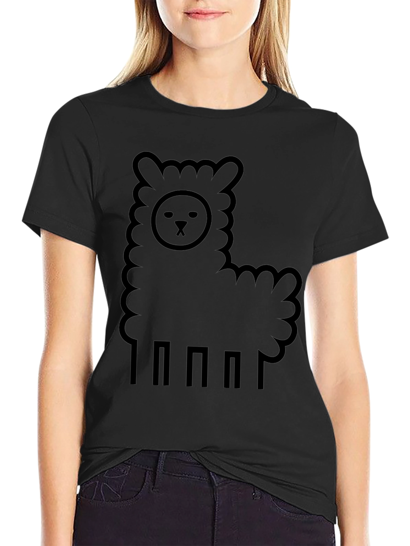 Llama Graphic Tee - Black Casual Comfort