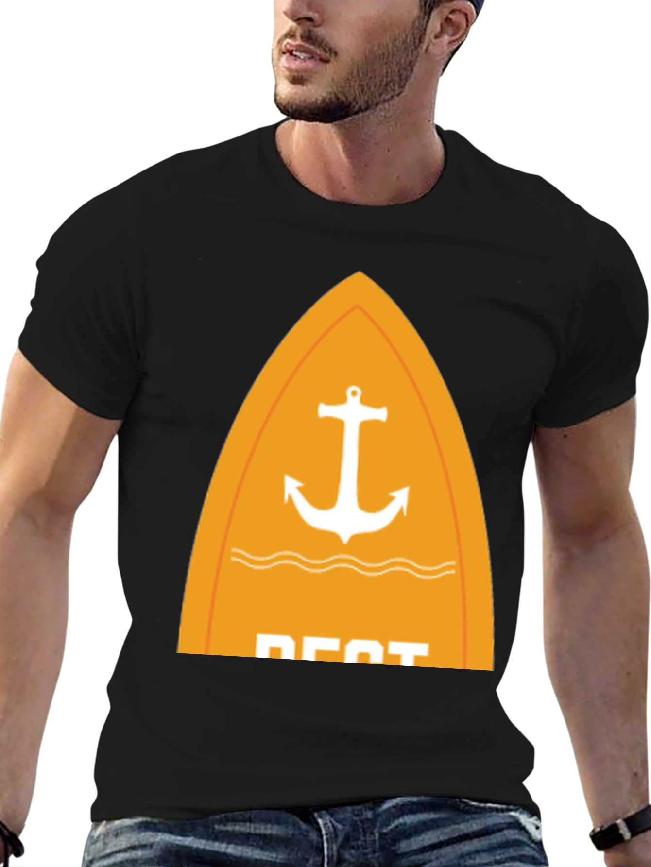 Nautical Anchor Graphic Tee - Stylish Black T-Shirt