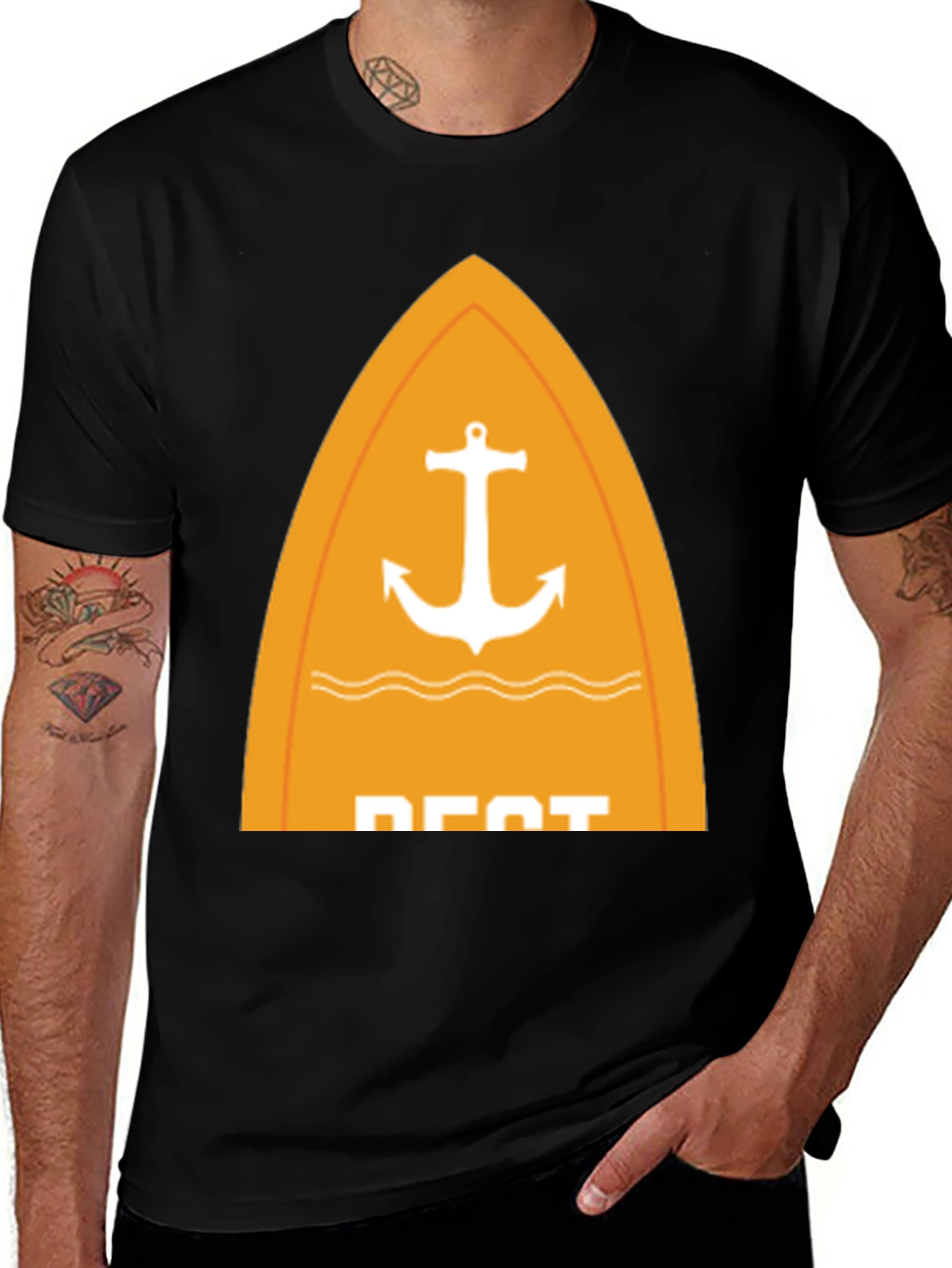 Nautical Anchor Graphic Tee - Stylish Black T-Shirt