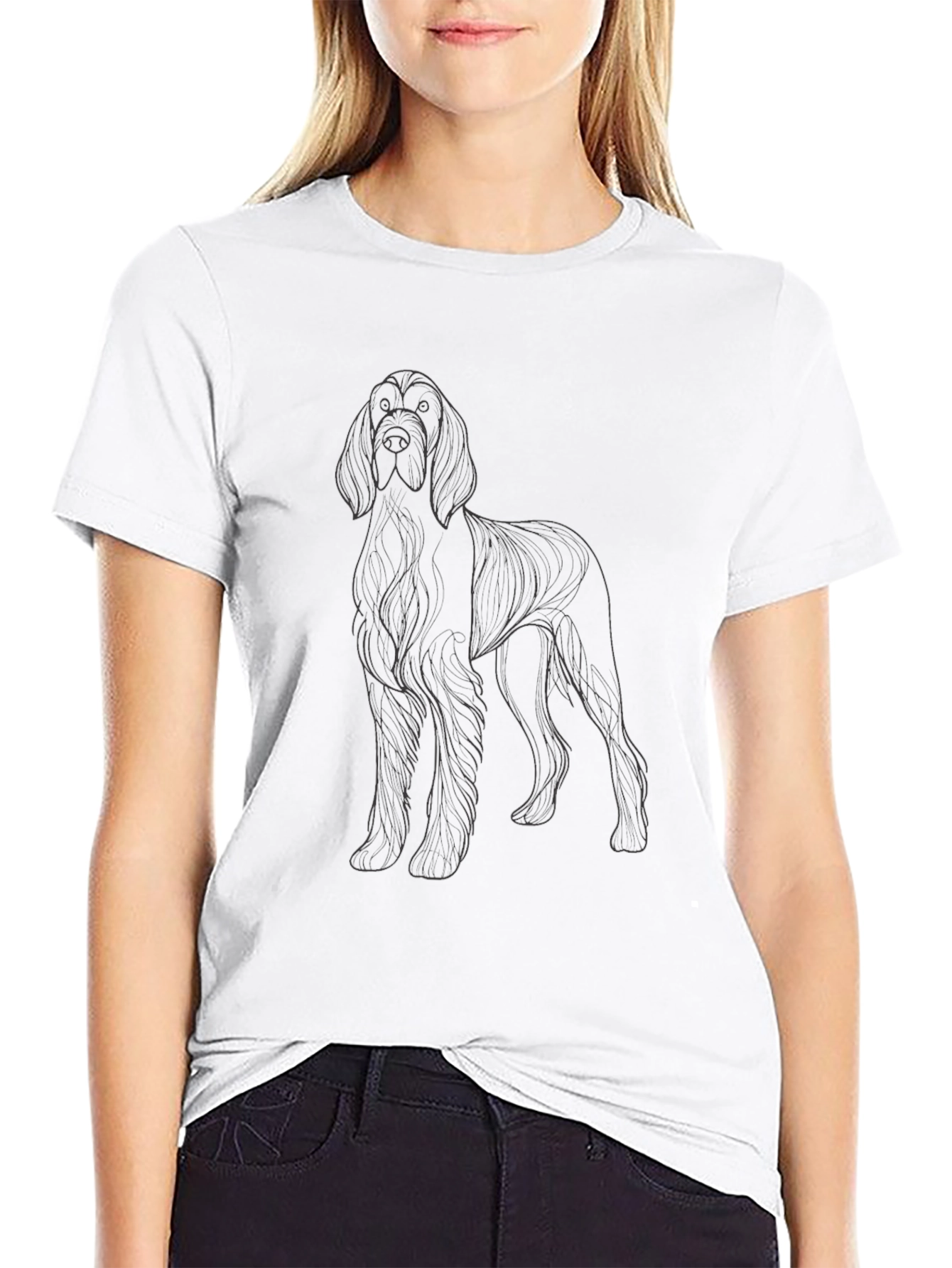 Irish Setter Dog Outline Black T-Shirt