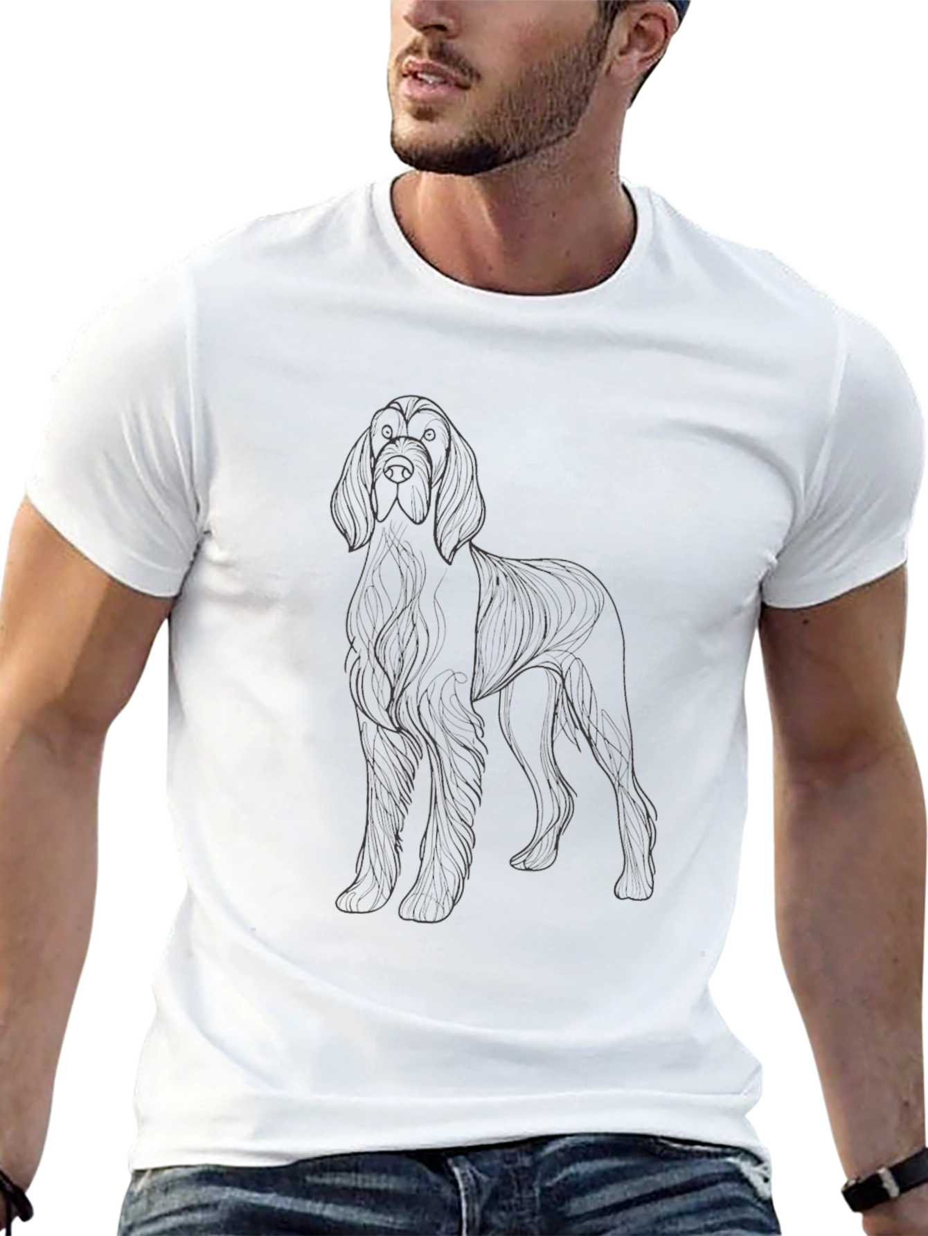 Irish Setter Dog Outline Black T-Shirt