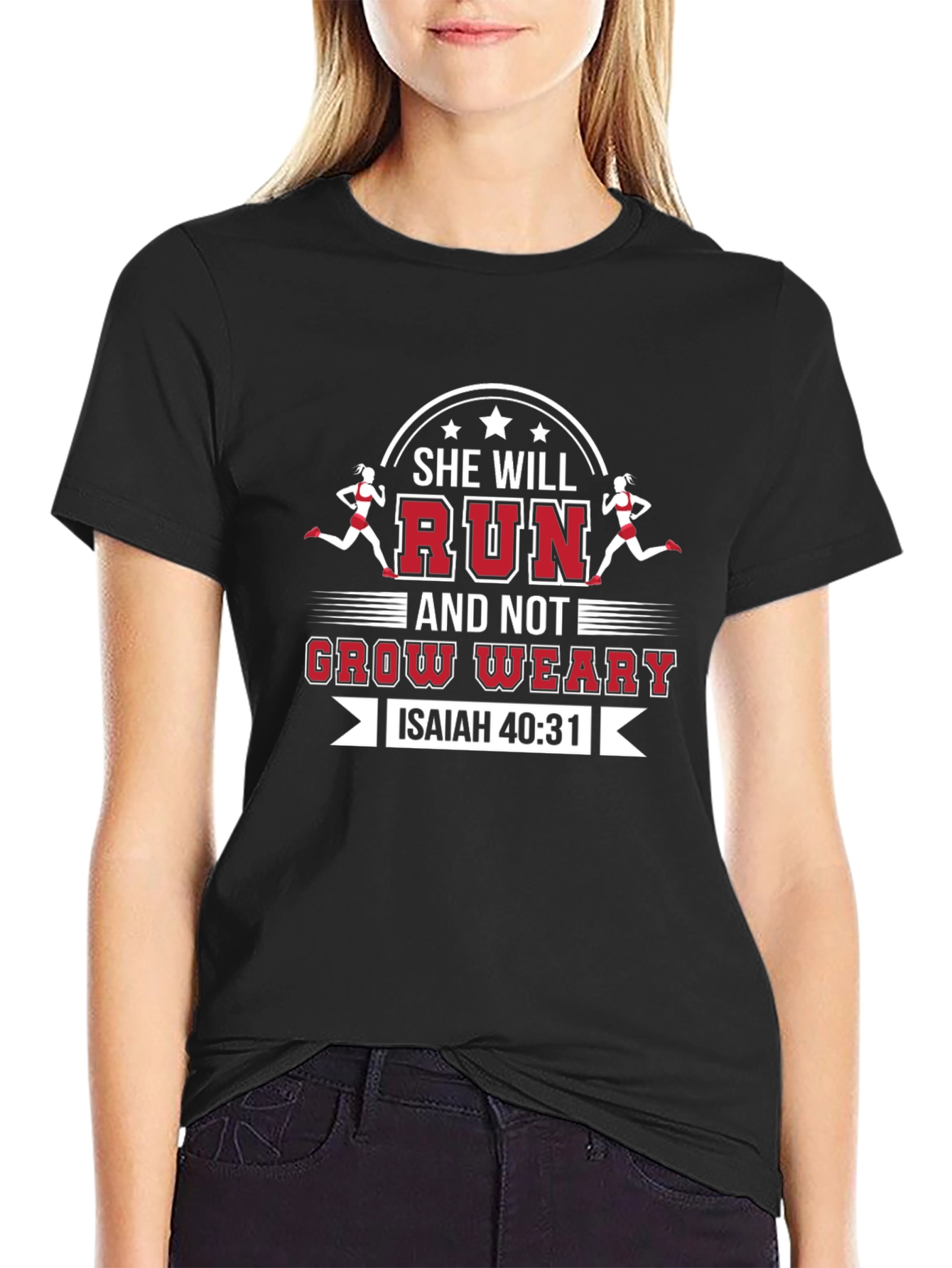 She Will Run Isaiah 40:31 Christian T-Shirt