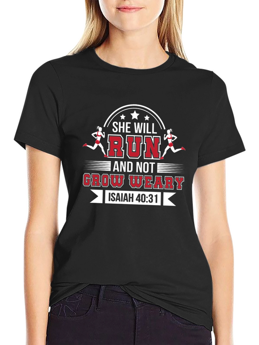 She Will Run Isaiah 40:31 Christian T-Shirt