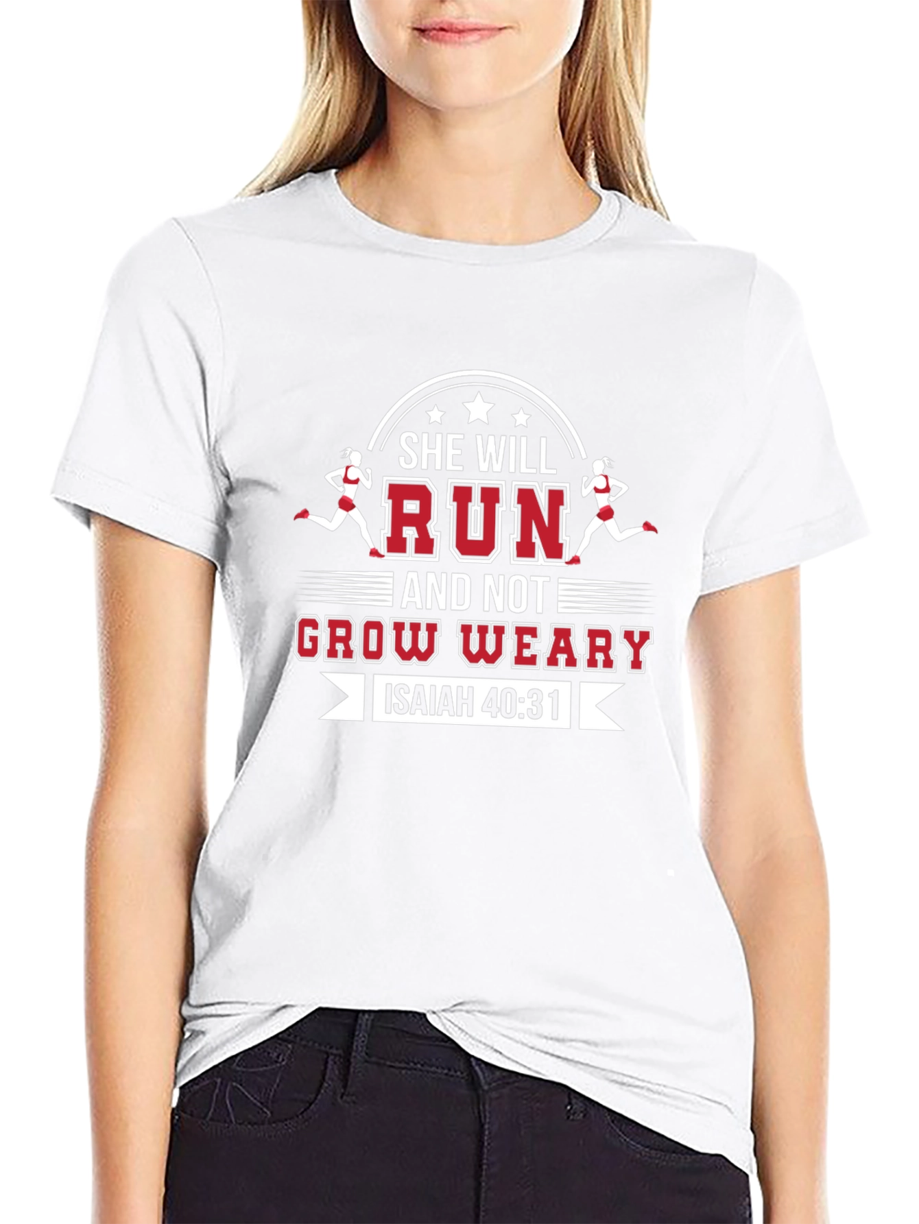 She Will Run Isaiah 40:31 Christian T-Shirt