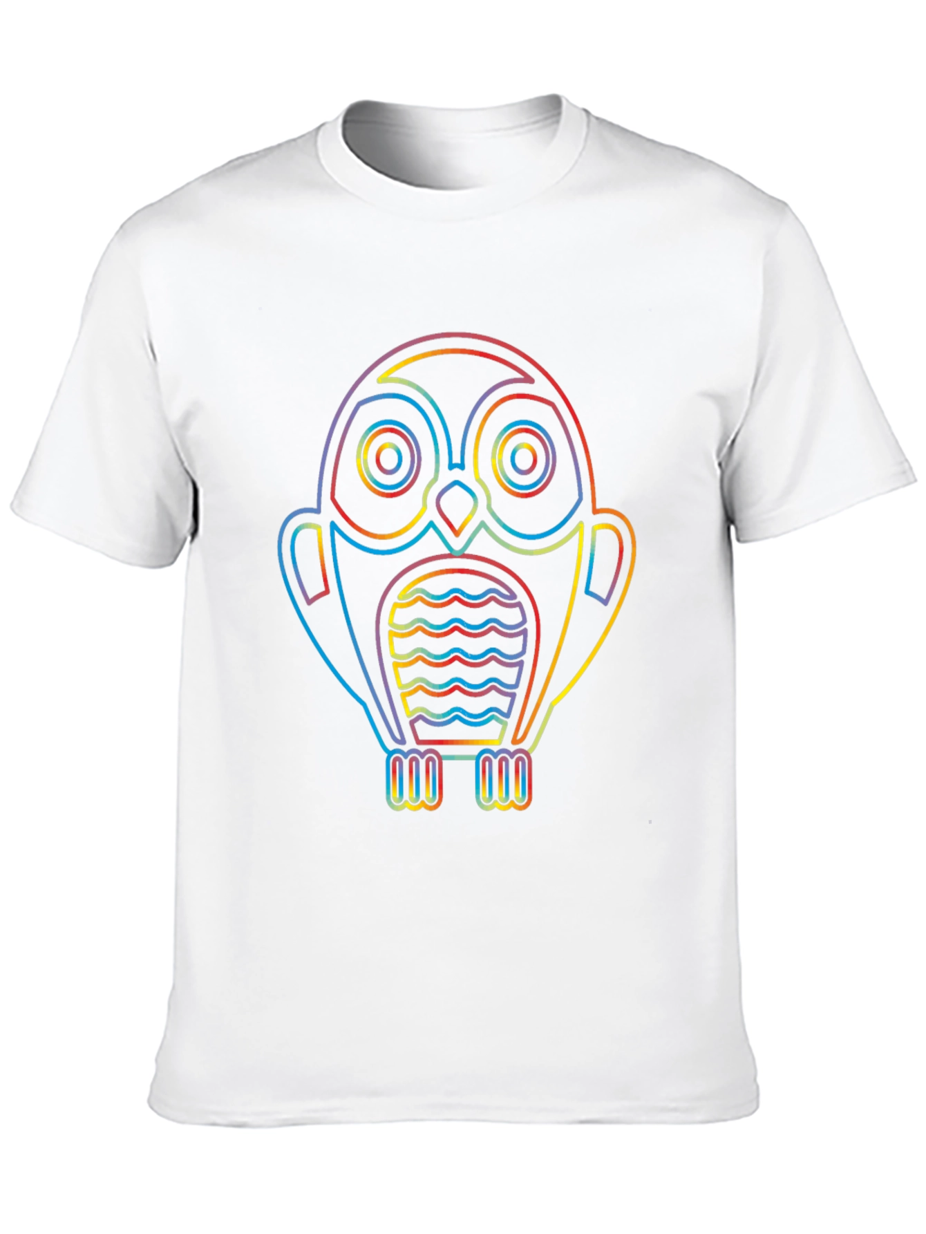 Rainbow Owl Graphic Tee - Stylish Mens Black T-Shirt