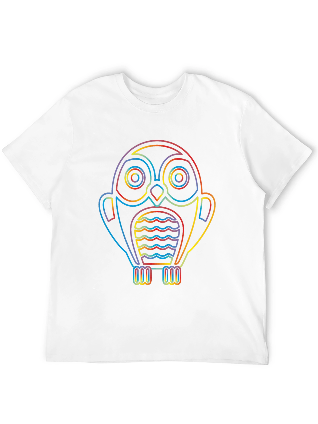 Rainbow Owl Graphic Tee - Stylish Mens Black T-Shirt