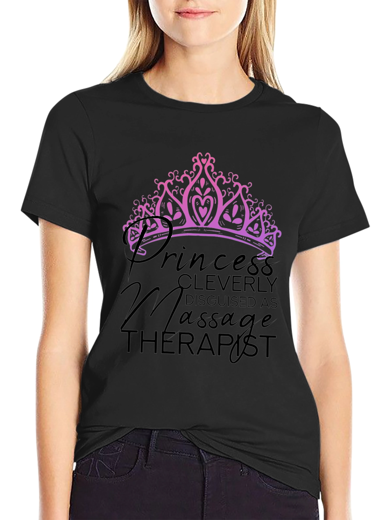 Princess Massage Therapist Black T-Shirt