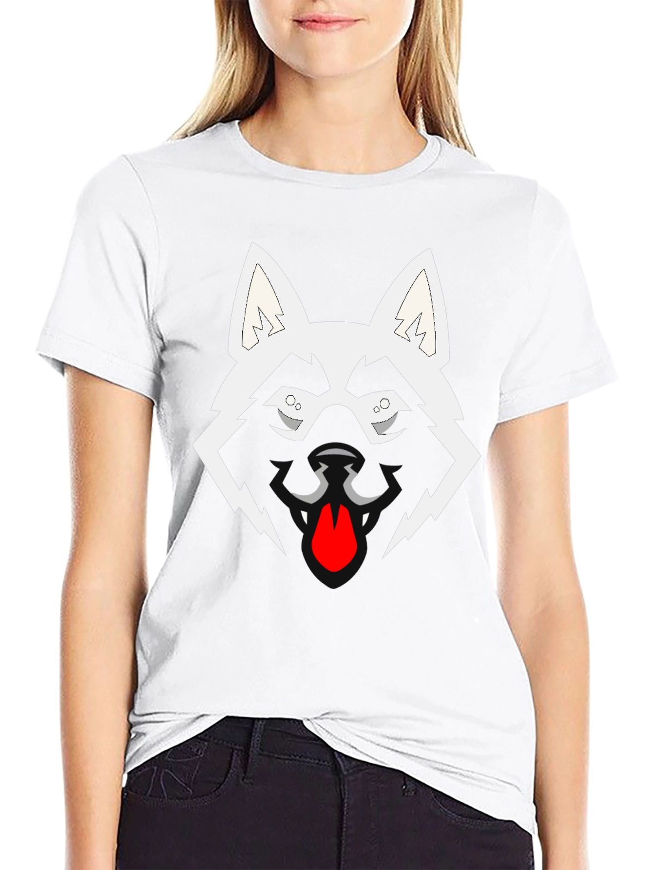 Cool Graphic Wolf Face Black T-Shirt